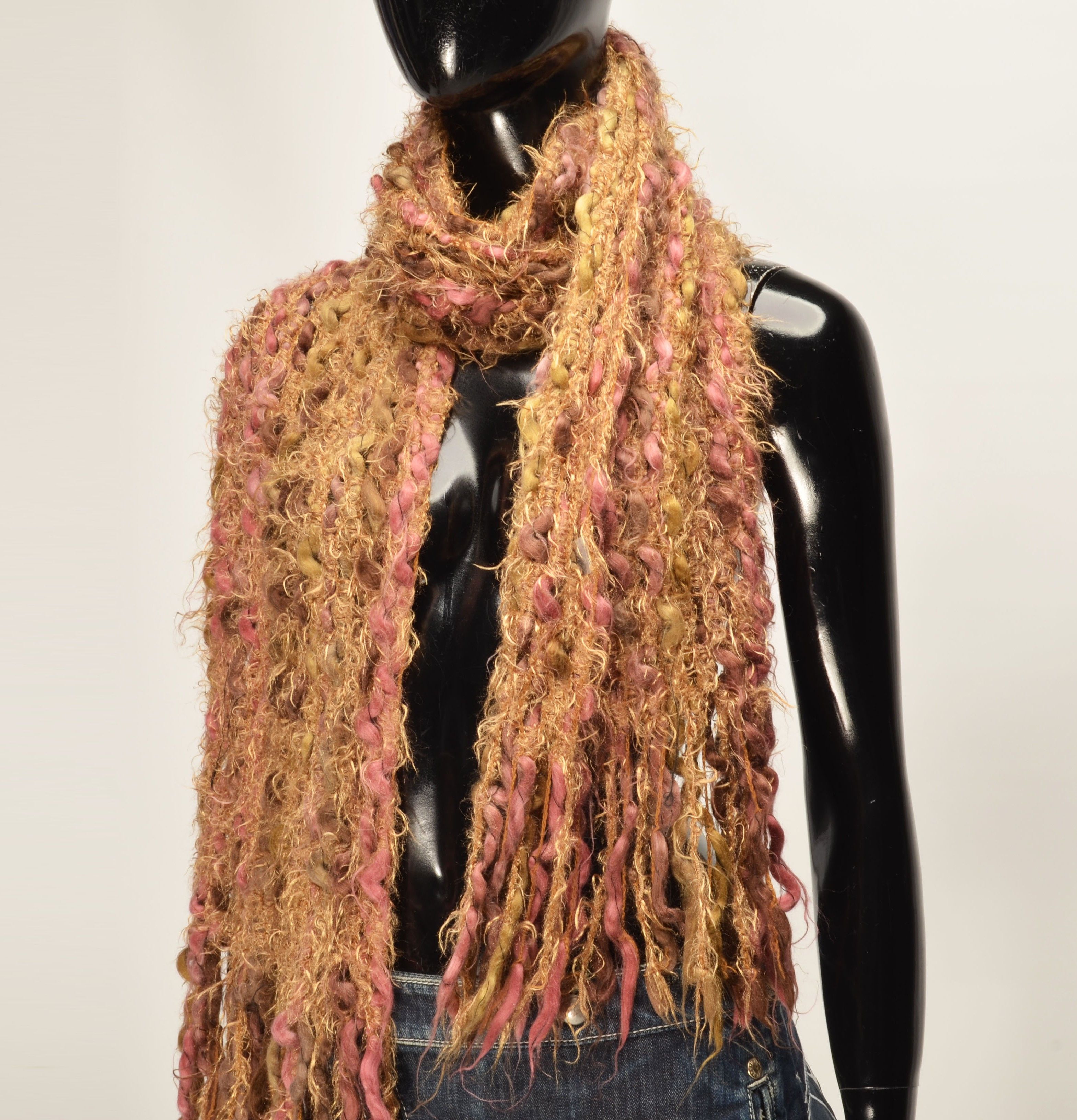 Vintage Per Una Y2K Grunge Textured Knit Fringe Fuzzy Soft Scarf Size ONE SIZE - 2 Thumbnail