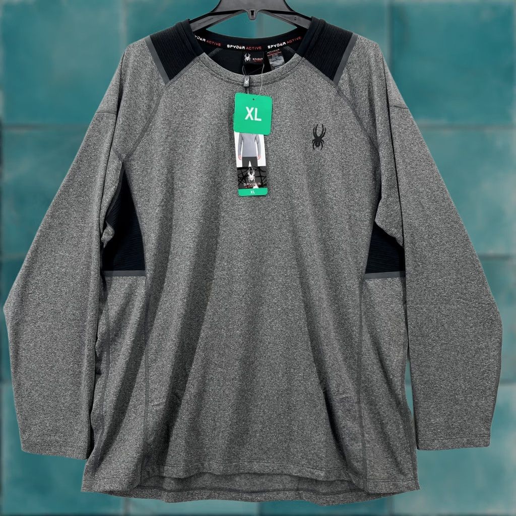 Spyder Spyder Active Proweb Long Sleeve Shirt Mens XL Gray Wicking Stretch Crew Neck Size US XL / EU 56 / 4 - 1 Thumbnail