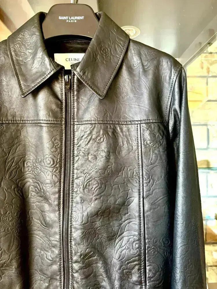 Celine Sz 46 Celine 20SS Runway Flower Pattern Leather Jacket Size US S / EU 44-46 / 1 - 2 Thumbnail