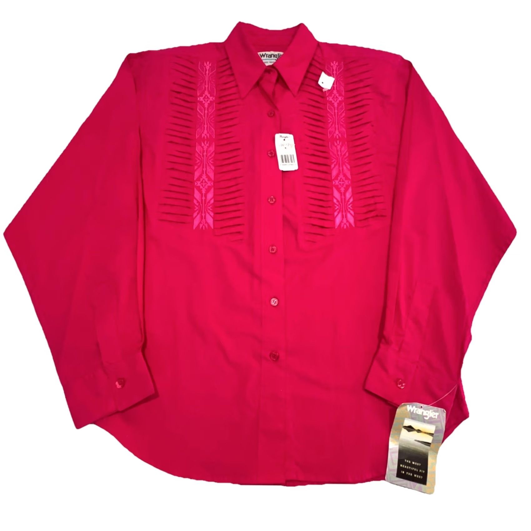 Wrangler VINTAGE Wrangler Western Shirt Women’s M Fuchsia Pink Long Sleeve Embroidery NWT Size M / US 6-8 / IT 42-44 - 2 Thumbnail