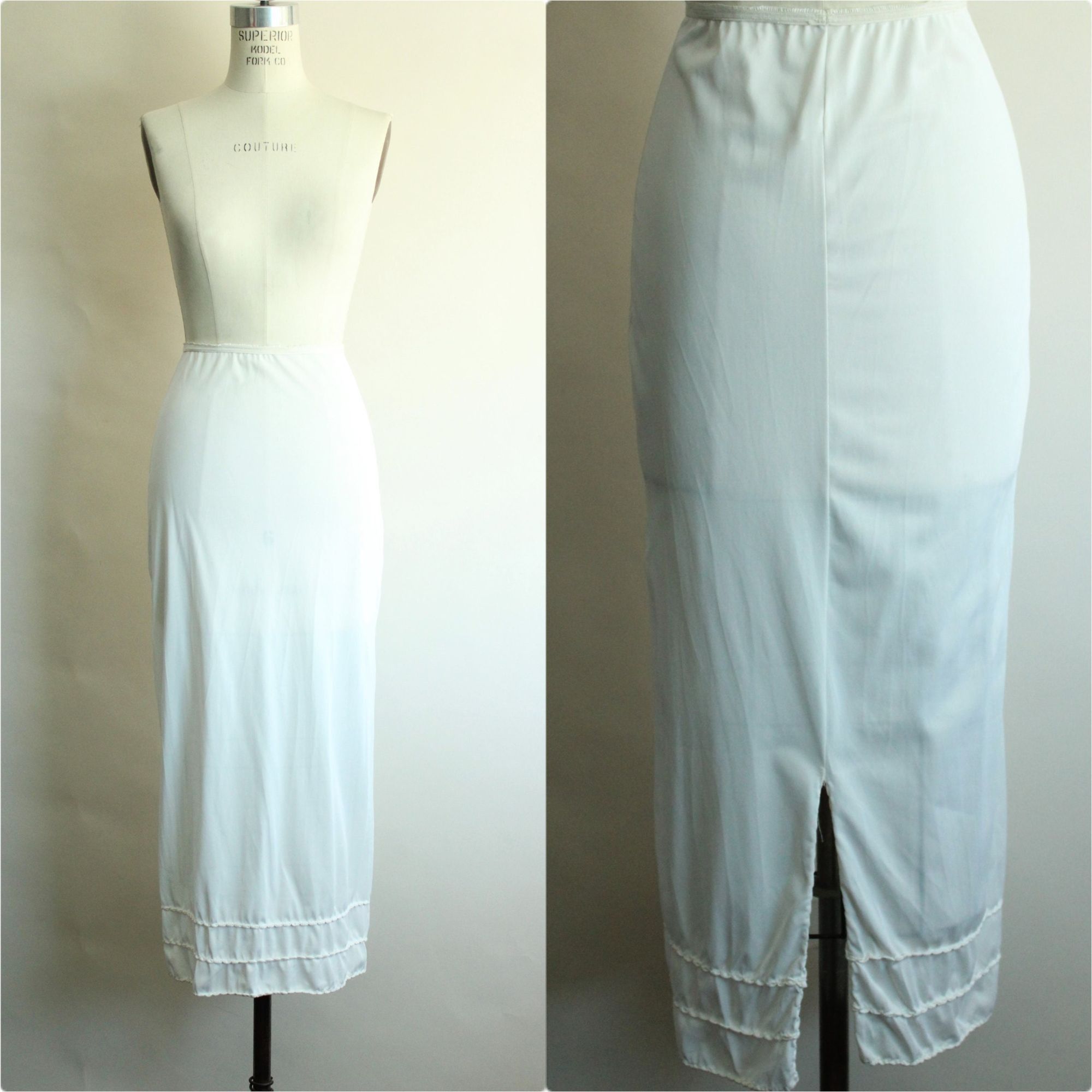 Vintage Vintage 1960s Half Slip, American Maid White Nylon, Size Pet Size ONE SIZE - 1 Thumbnail