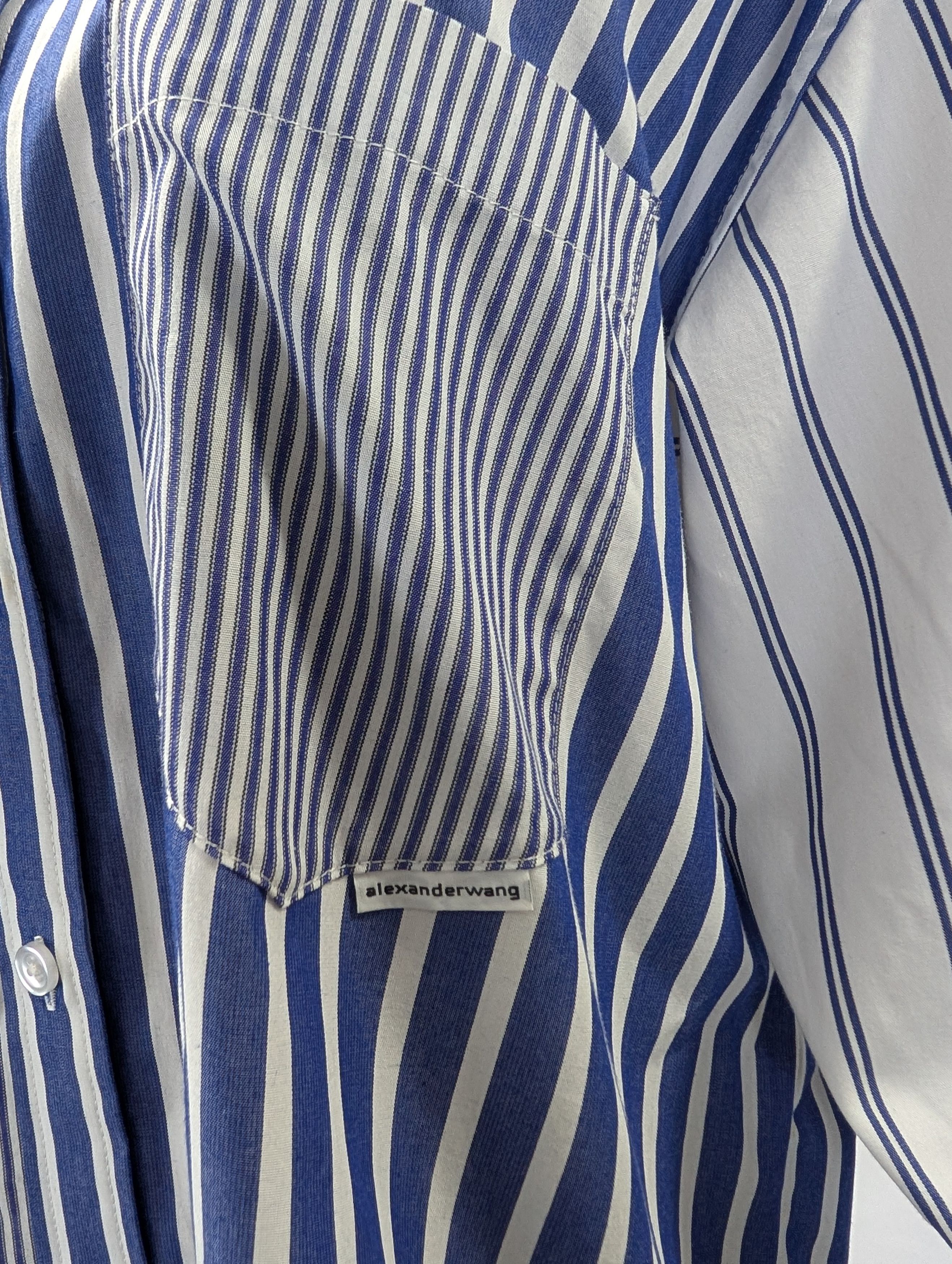 Alexander Wang Blue Striped Oversized Shirt Size XS / US 0-2 / IT 36-38 - 3 Thumbnail