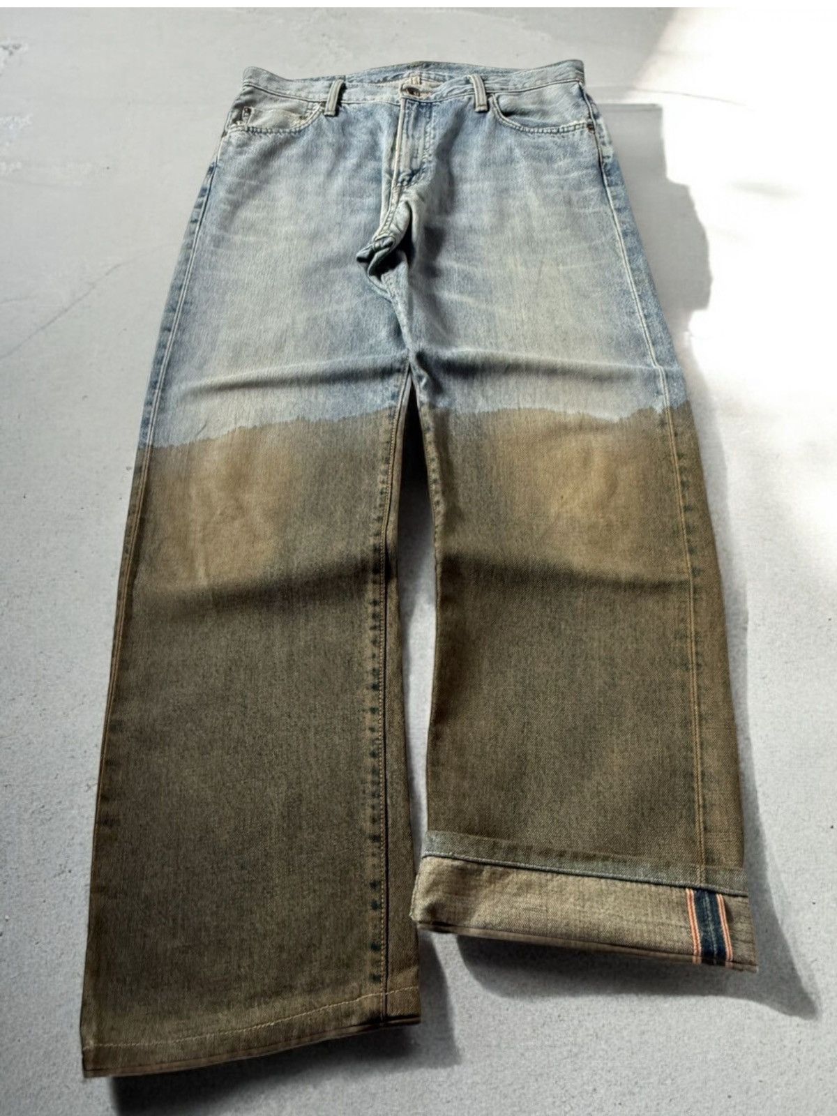 Japanese Brand Edwin 505 Trompe L’oeil Earthy Mud Dipped Selvedge Jeans Size US 34 / EU 50 - 1 Thumbnail