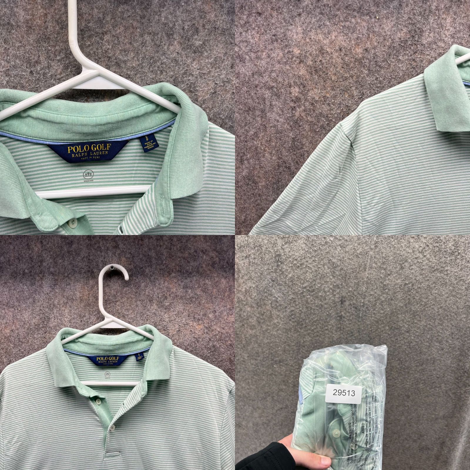 Ralph Lauren VINTAGE Ralph Lauren Polo Shirt Men S Green Striped Golf Preppy Casual Dress Shirt Size 36R - 8 Thumbnail
