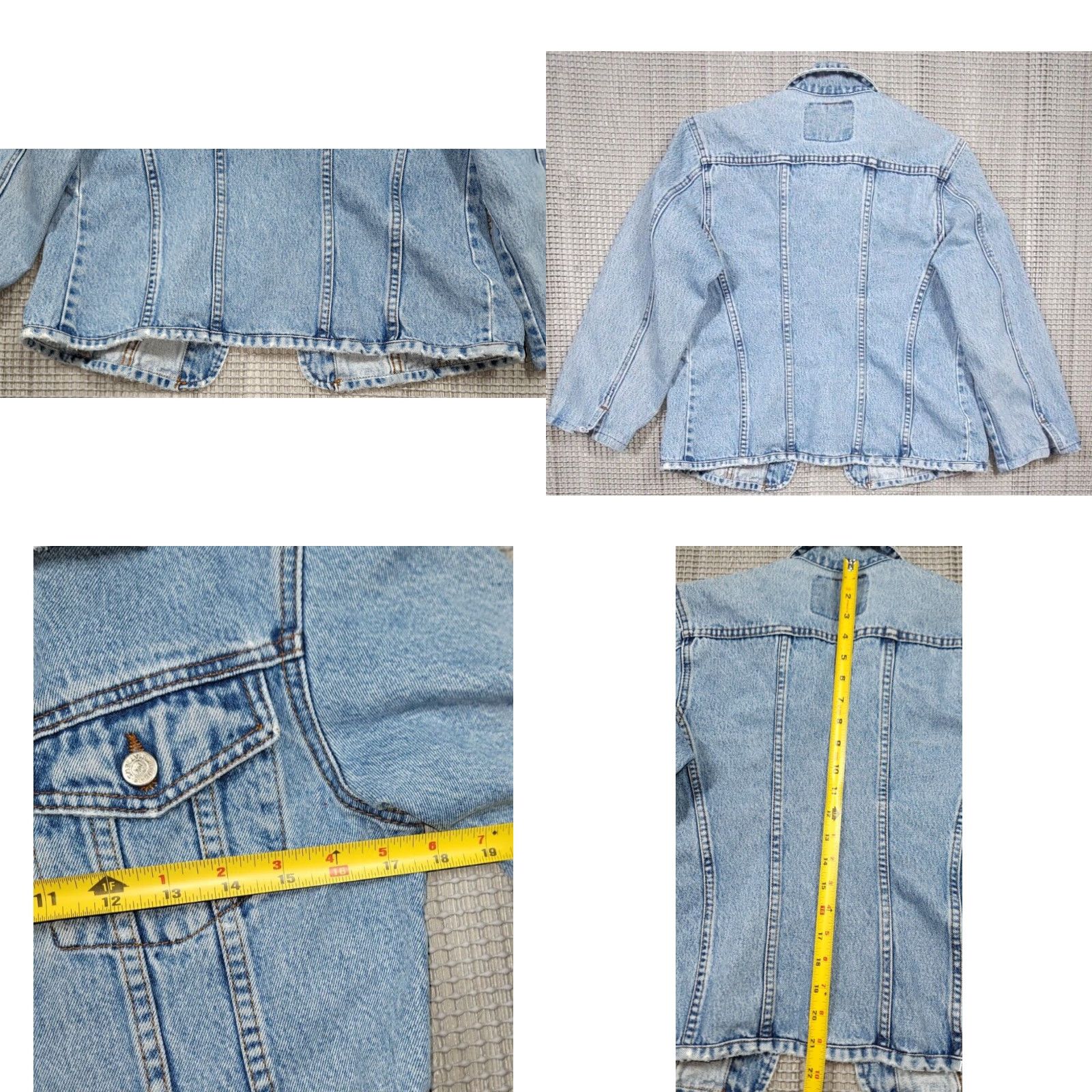 Denime VINTAGE carol's denim's Denim Jacket Womens M Blue 90s Biker Coat Jacket Casual Bohemian Motorcycle Pocket Embroidered Logo Collared Lightweight Size M / US 6-8 / IT 42-44 - 8 Thumbnail