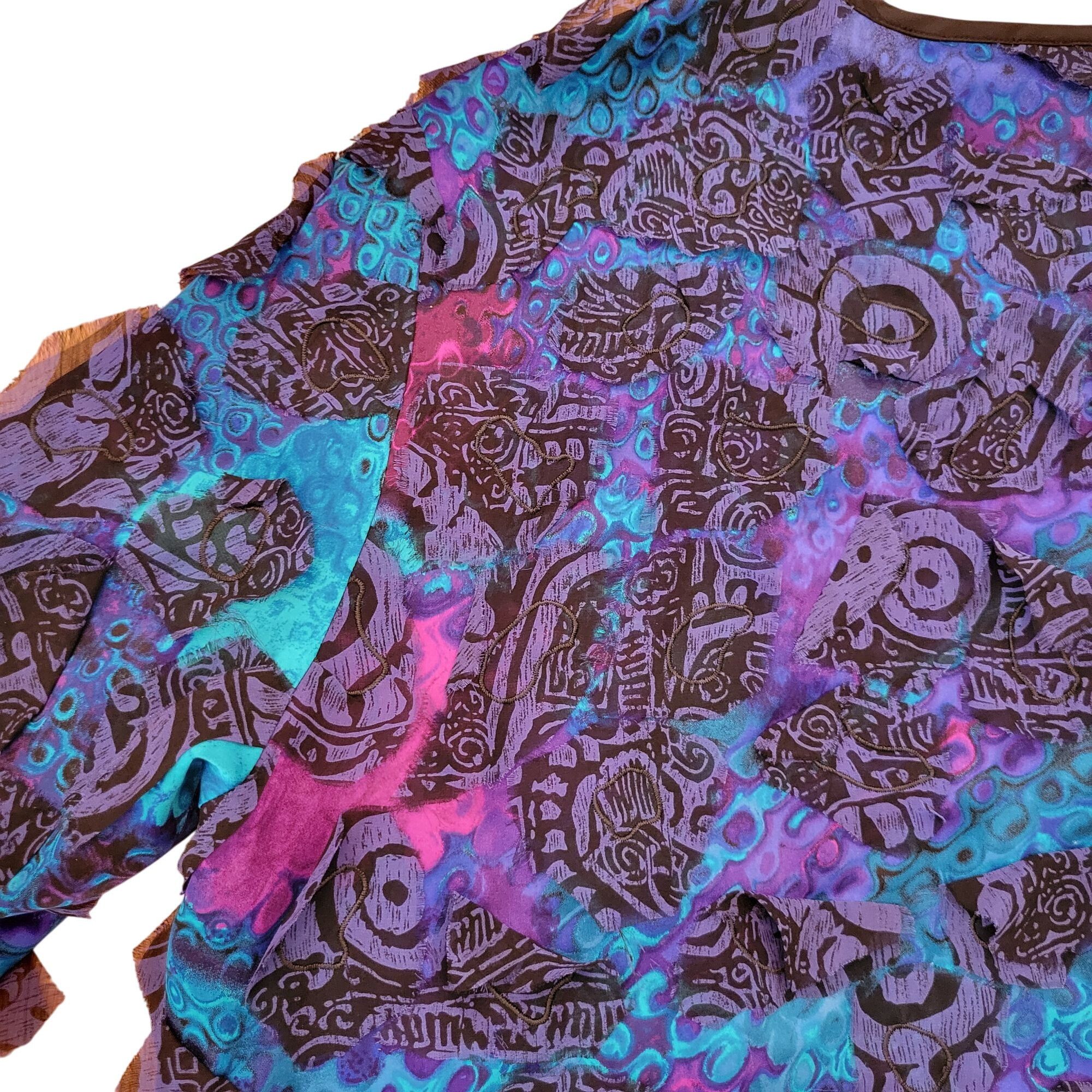 Chicos Chicos 3 Silk Open Front Jacket Vibrant Blue Purple Floral L Size XL / US 12-14 / IT 48-50 - 5 Thumbnail