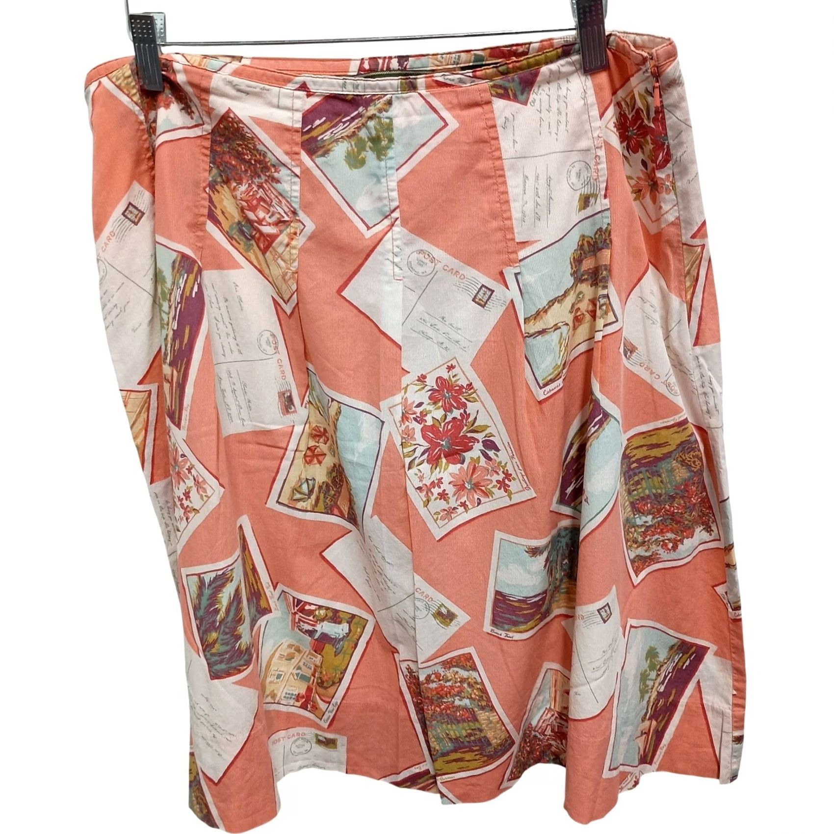 Eddie Bauer VINTAGE Eddie Bauer Skirt Womens 14 Pink 90s Peach Postcard Tropical Novelty Size 36" / US 14 / IT 50 - 2 Thumbnail