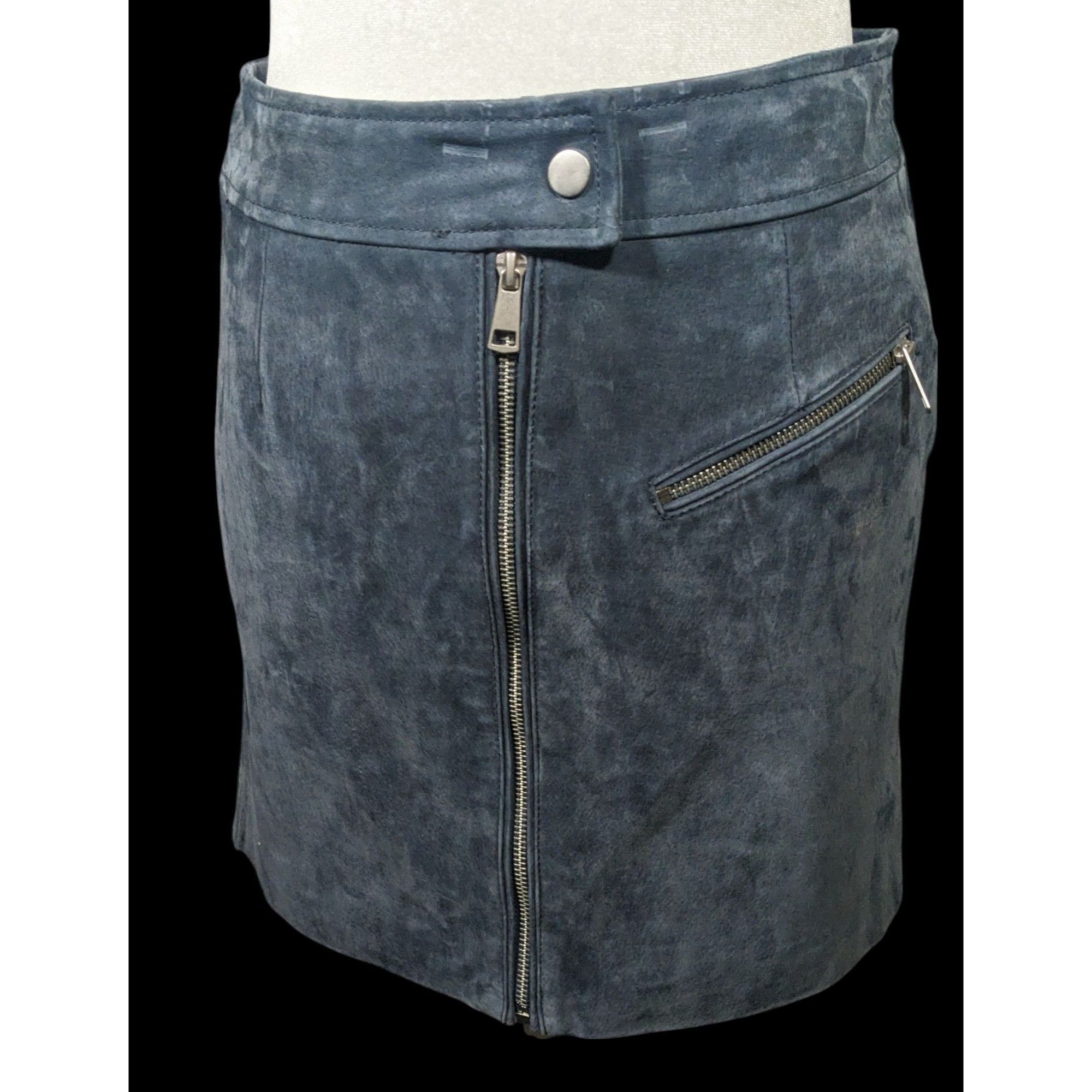 Other Bagatelle NYC Blue/Grey Suede Full Zip Mini Skirt Size Small Size 28" / US 6 / IT 42 - 1 Thumbnail