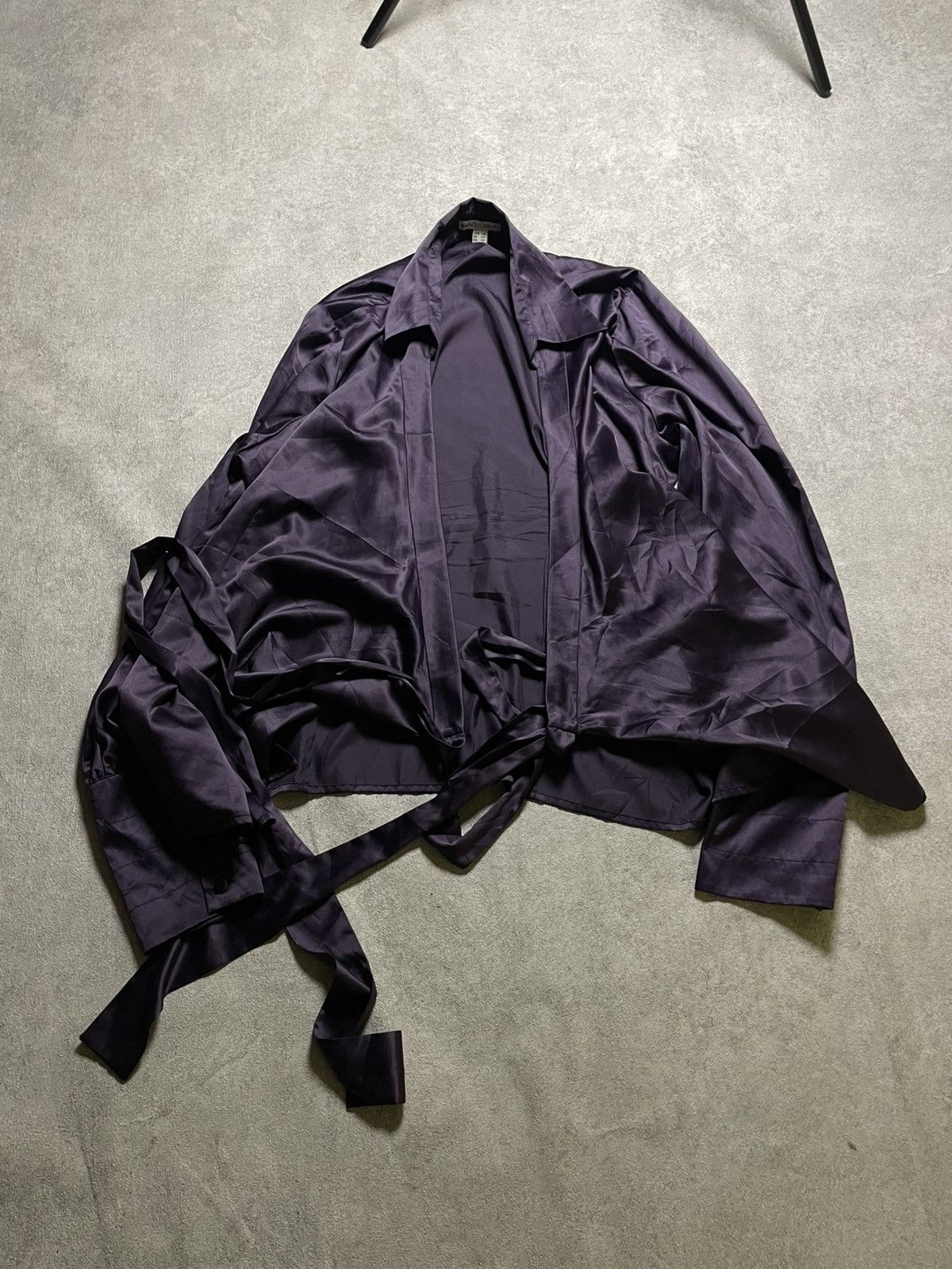 If Six Was Nine Skull Deep violet satin wrap shirt — Nosferatu energy Size US M / EU 48-50 / 2 - 8 Thumbnail