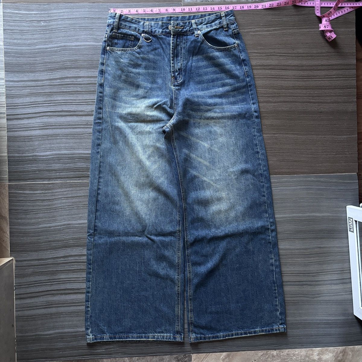 Japanese Brand × Vintage Washed Blue Baggy Wide Leg Jeans Size US 34 / EU 50 - 5 Thumbnail