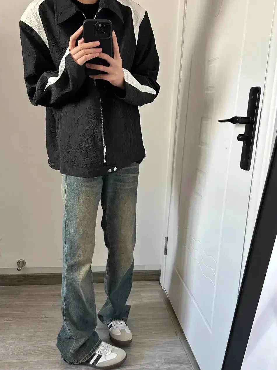 Japanese Brand Retro loose fitting straight leg micro flared jeans Size US 30 / EU 46 - 1 Thumbnail