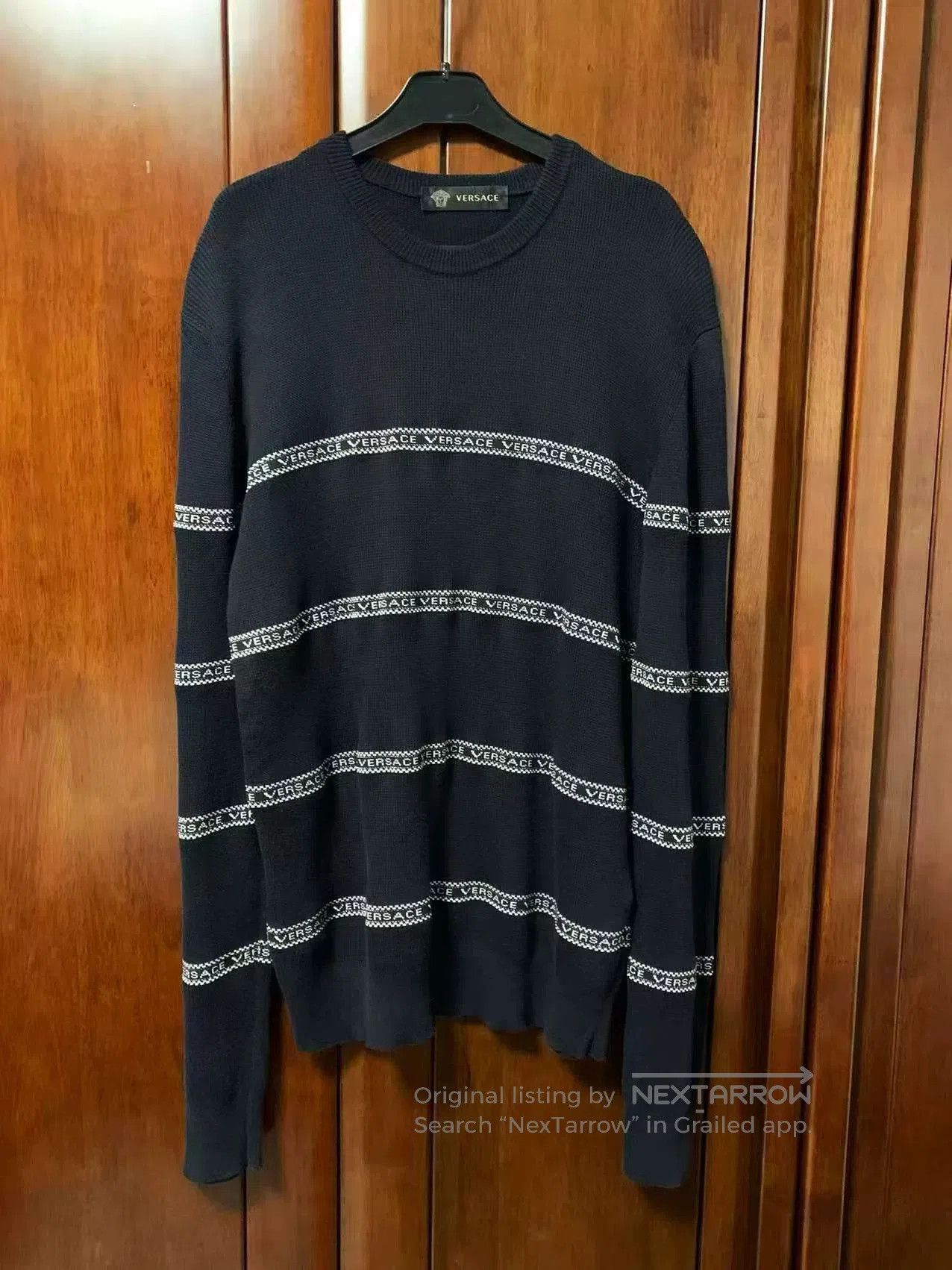 Versace Versace Men's Knitwear with Stripe Logo. Size US M / EU 48-50 / 2 - 1 Thumbnail