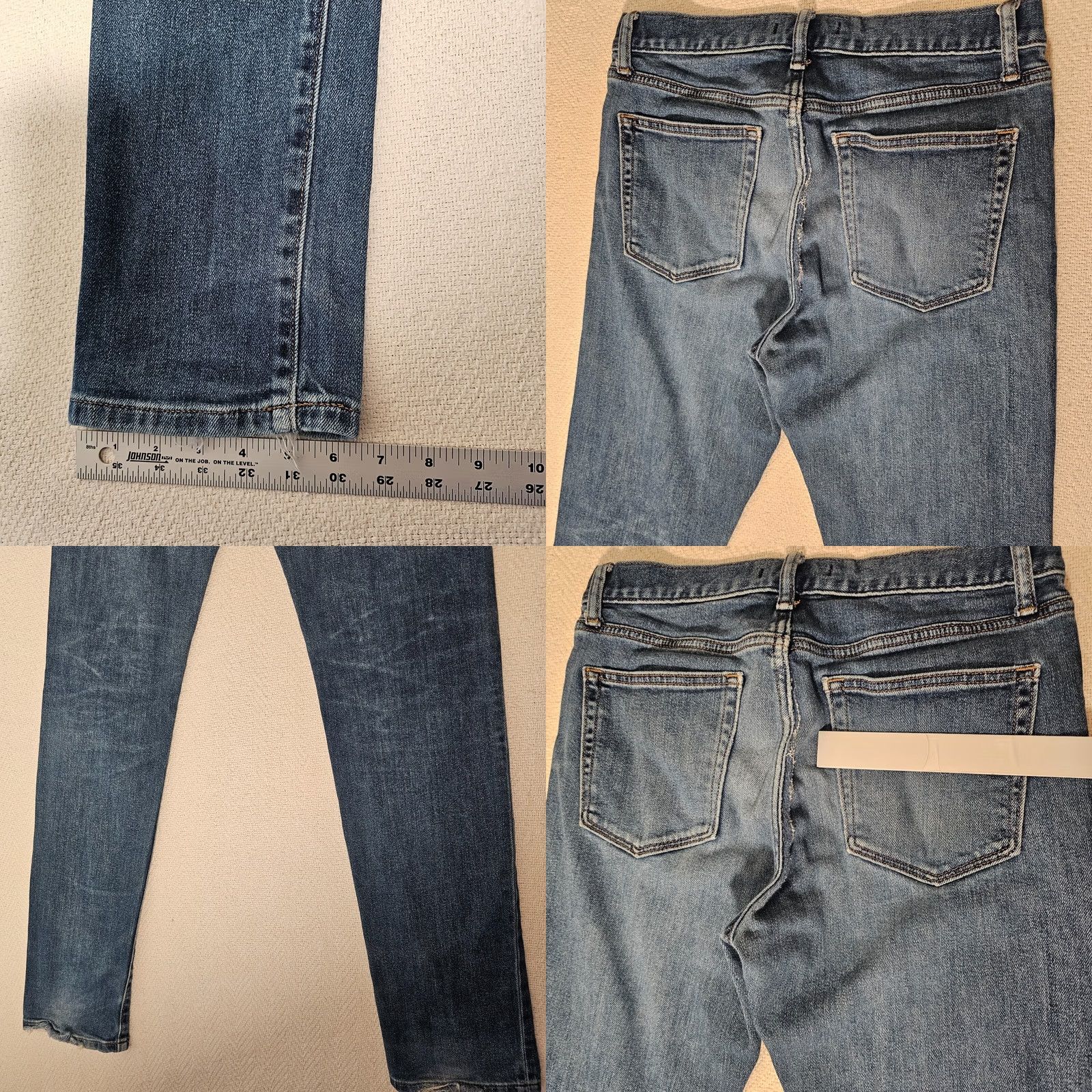 Uniqlo UNIQLO Jeans Men's 31x34 Blue Medium Wash Distressed Cotton Stretch Jeans Slim Straight 5-Pocket Denim Belt Loops Vintage No Size US 31 - 8 Thumbnail