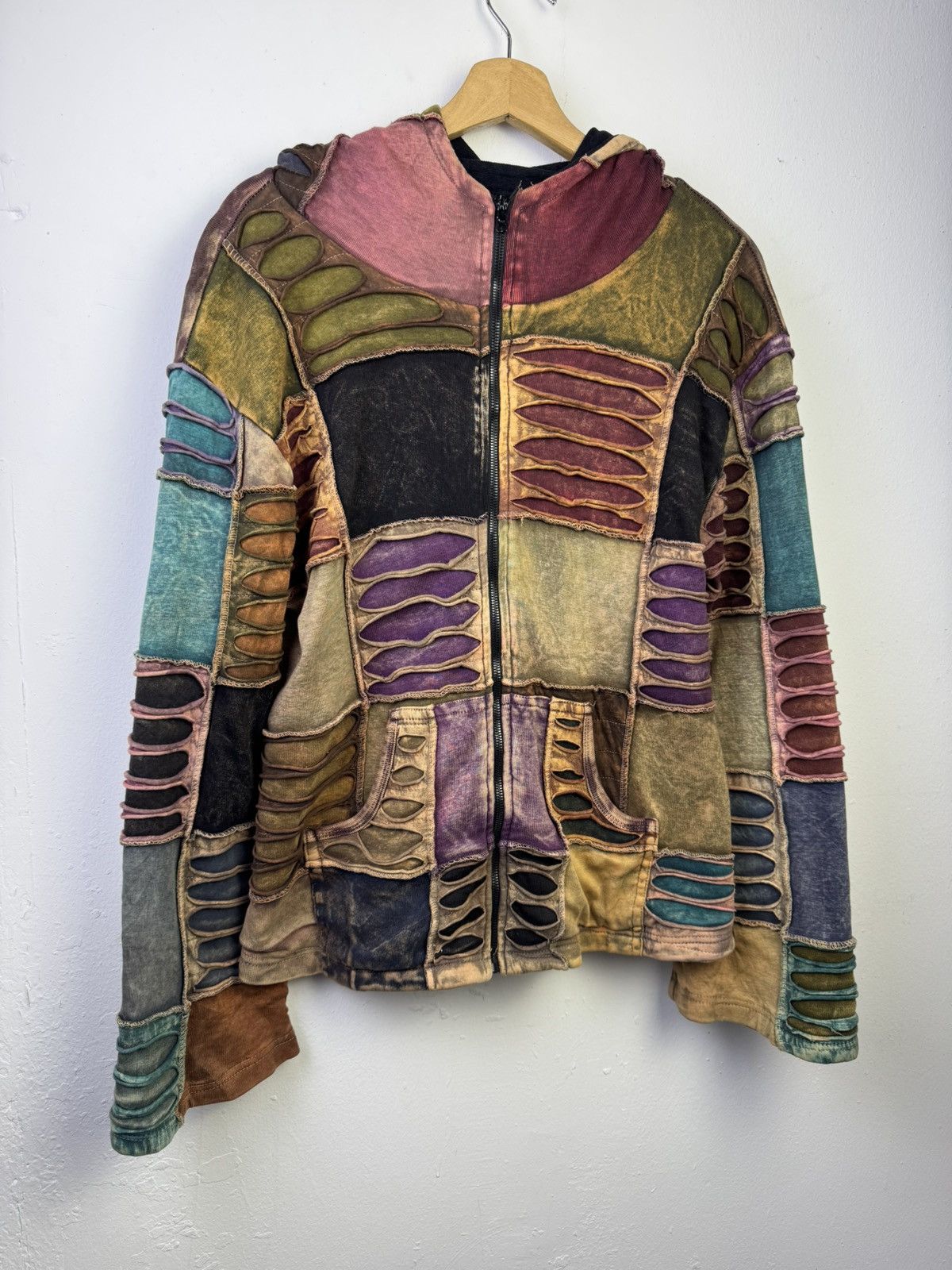 Vintage Rising International Patchwork Hippie Earth Tone Sweater Size M / US 6-8 / IT 42-44 - 2 Thumbnail