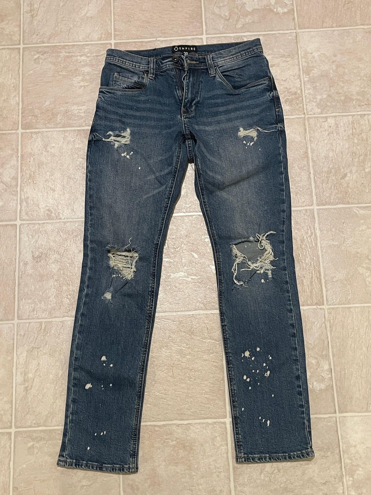 Empyre Empyre Blue Ripped Jeans Size US 30 / EU 46 - 1 Thumbnail