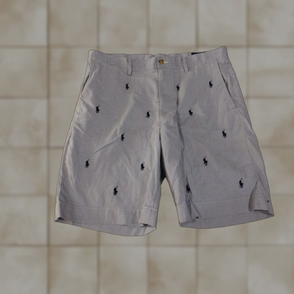 Polo Ralph Lauren Shorts Mens 34 Blue White Classic Fit Embroidered Pony
