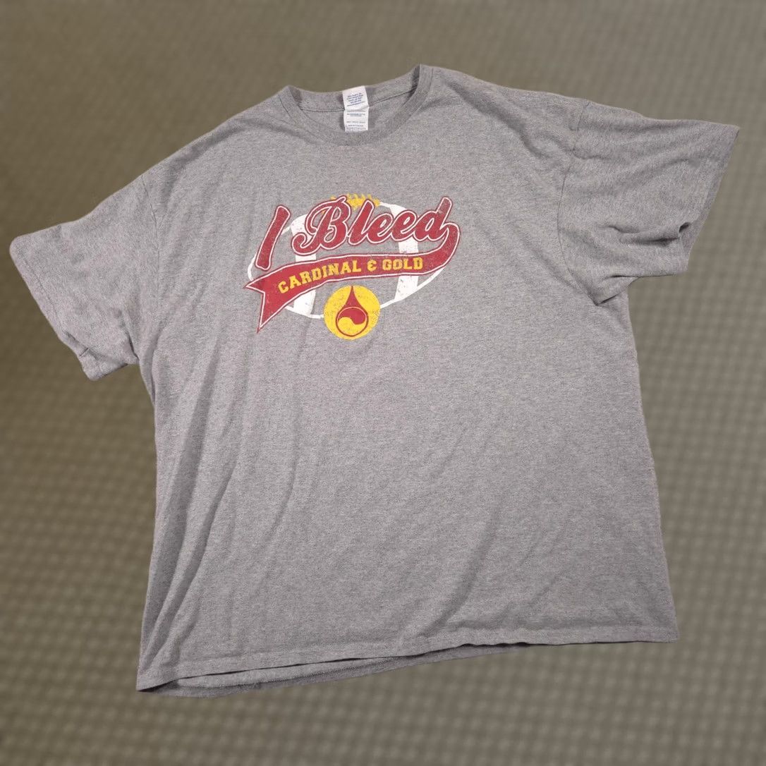 Vintage Cardinal & Gold Football Shirt Mens 2XL Gray I Bleed Graphic Tee Fan Spirit Size US XXL / EU 58 / 5 - 1 Thumbnail