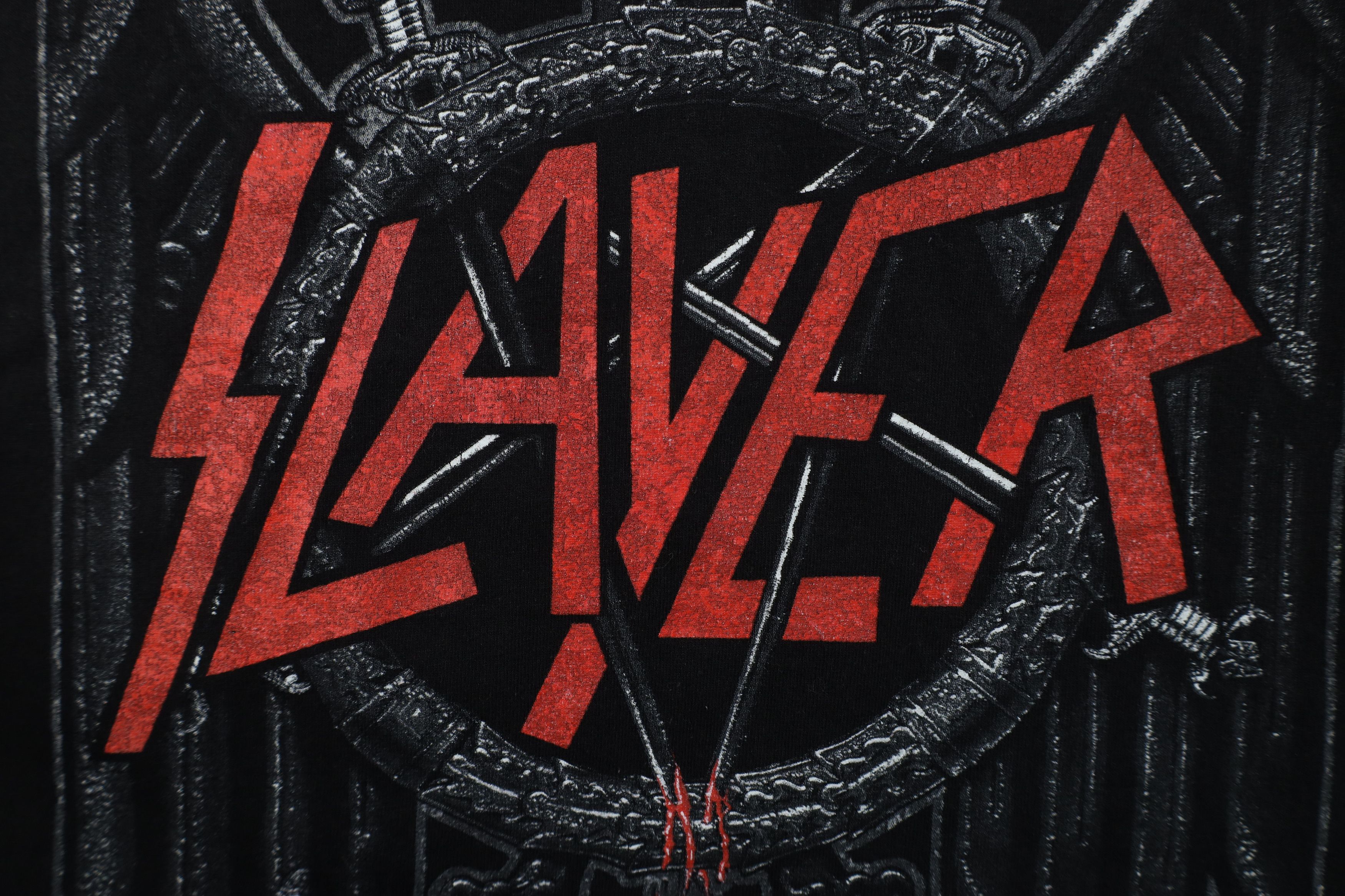 Vintage Retro Y2K Spell Out Slayer Band Short Sleeve T-Shirt Black Size US M / EU 48-50 / 2 - 5 Thumbnail