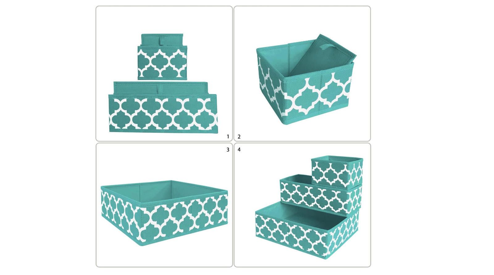 Designer Underwear Drawer Organizer Basket Bins Fabric Drawer Divider Size ONE SIZE - 6 Thumbnail