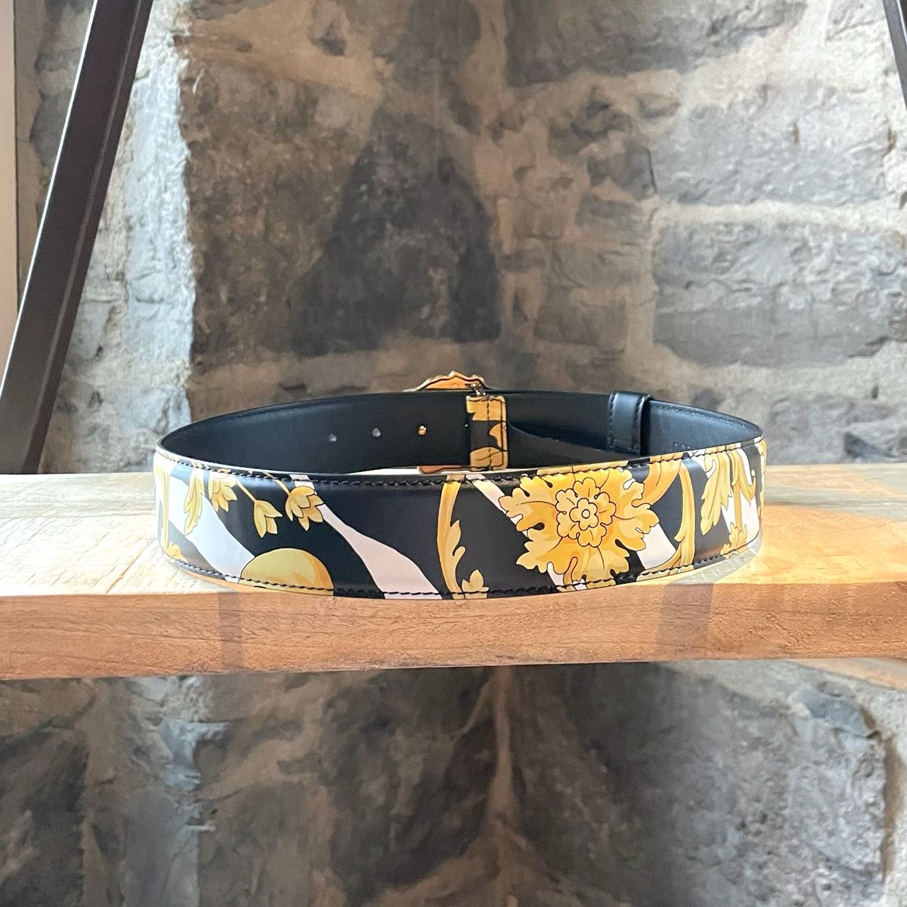 Versace Versace Barocco Hibiscus Print Medusa Buckle Belt Size ONE SIZE - 3 Thumbnail
