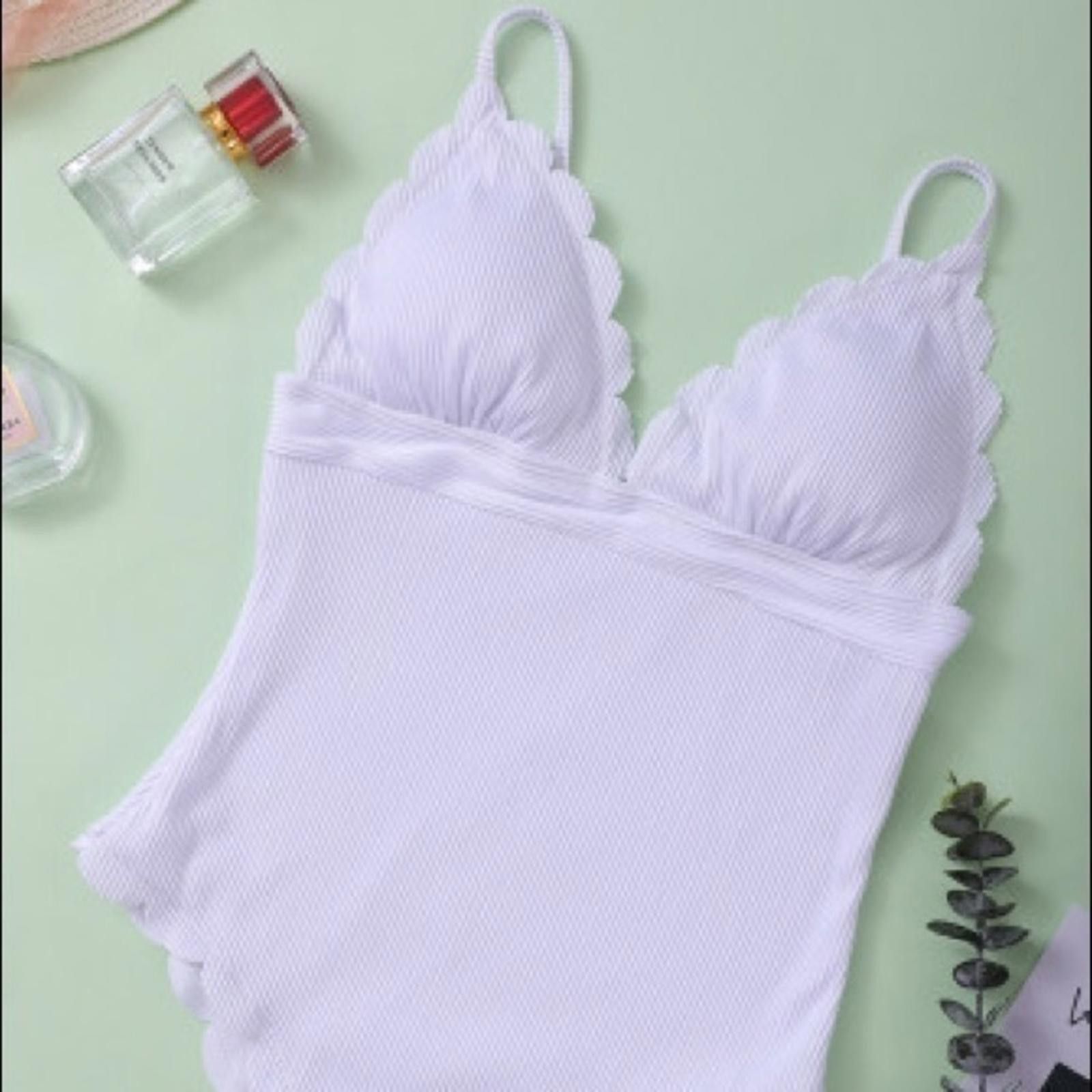 Designer One Piece French Bathing Suit In White NWT​​​​​​​​ Size ONE SIZE - 3 Thumbnail