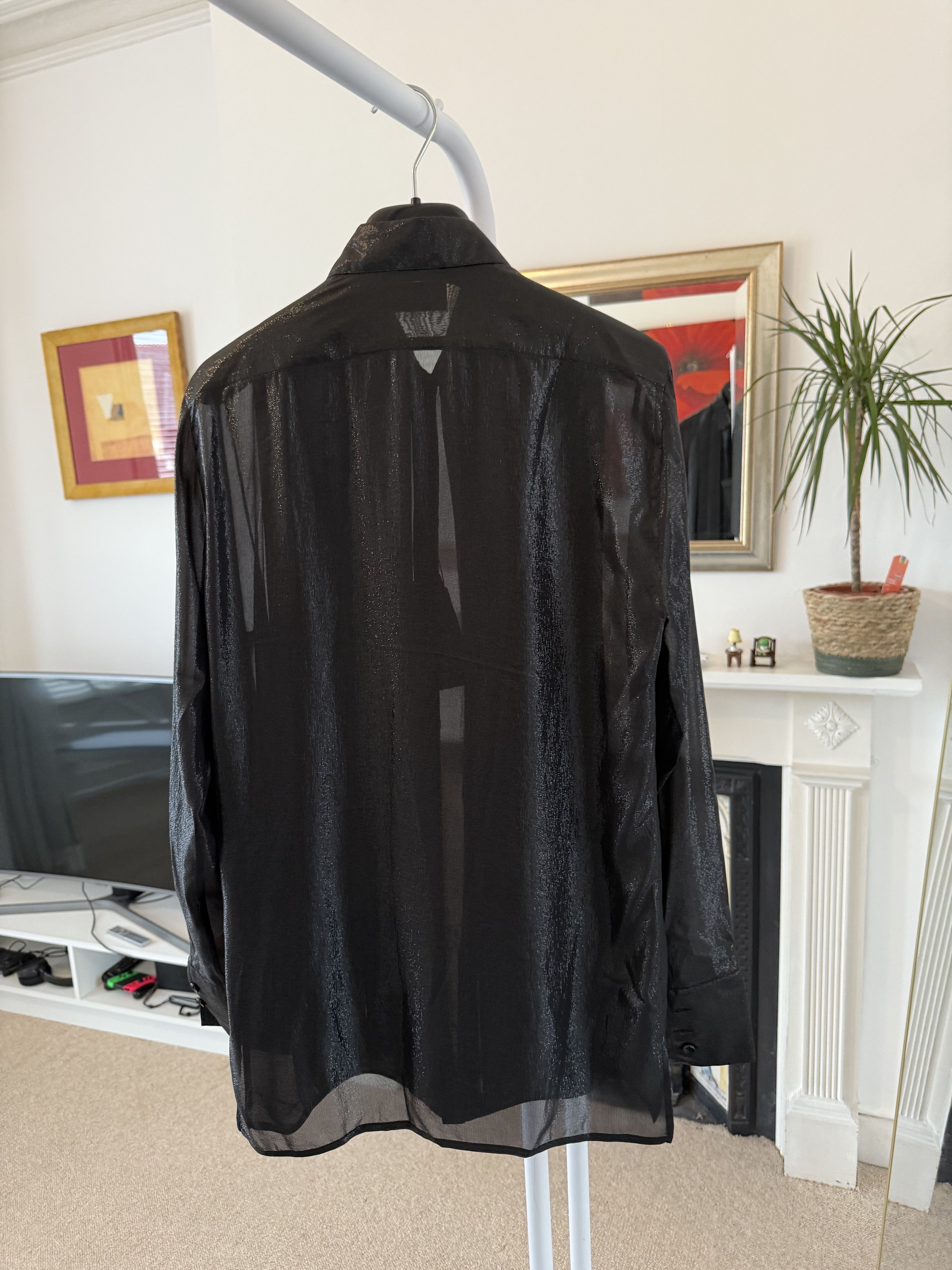 Saint Laurent Paris FW19 Saint Laurent Runway Pleated Glitter Silk Shirt Size US S / EU 44-46 / 1 - 7 Thumbnail
