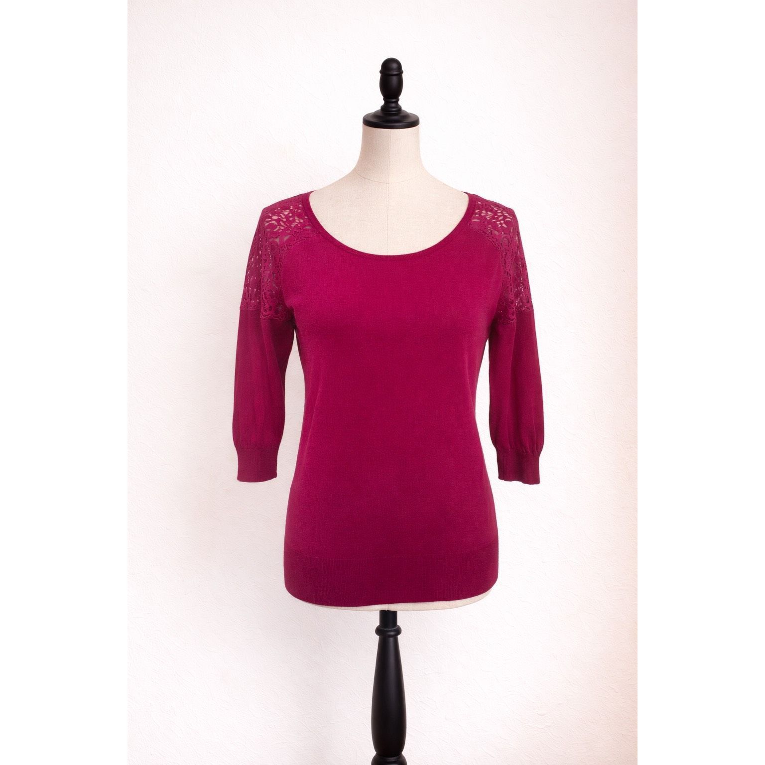 Other August Silk Pink Lace Detail Sweater | Size S Size S / US 4 / IT 40 - 1 Thumbnail
