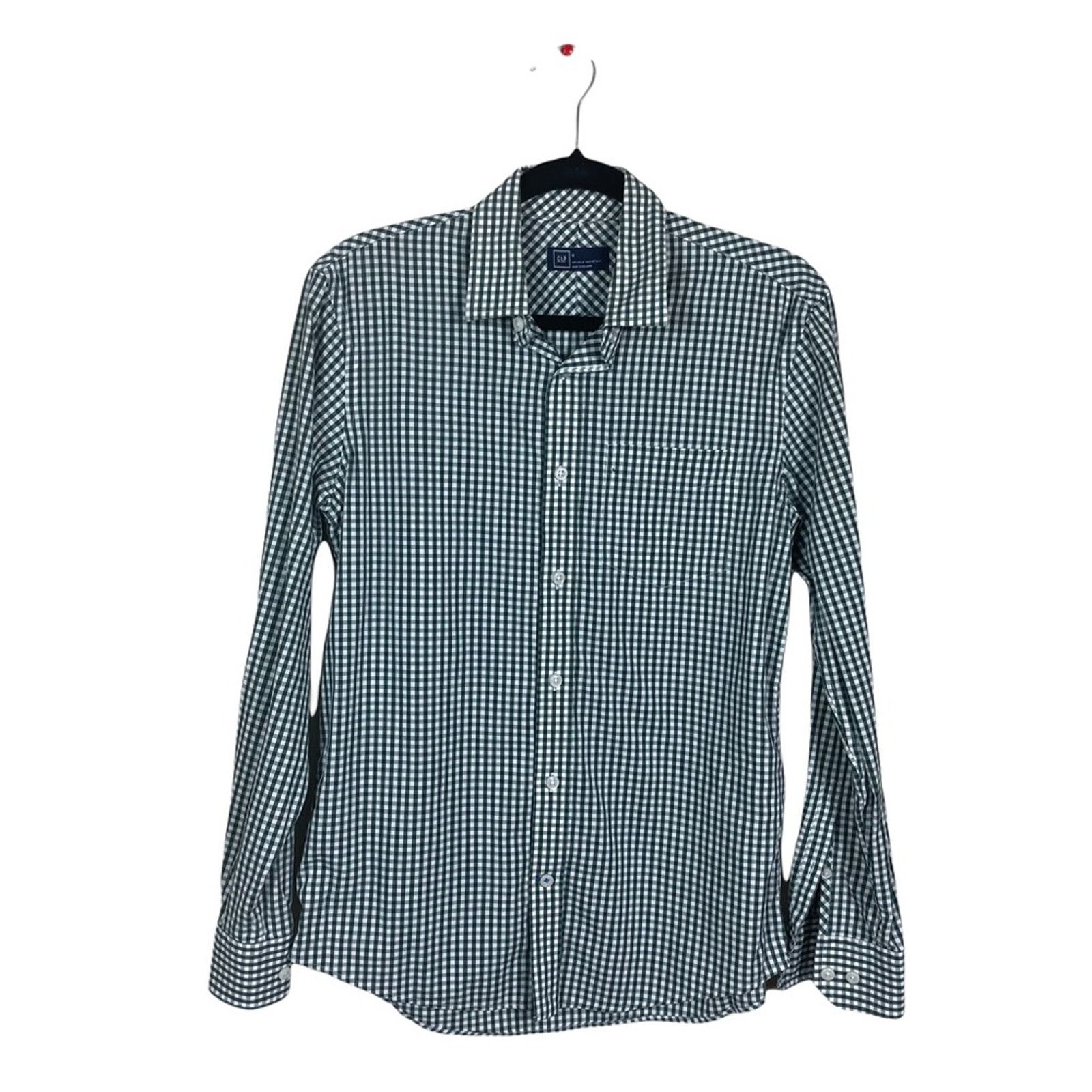 Gap Gap Gingham Long Sleeve Wrinkle Resistant Top Green White S Size US S / EU 44-46 / 1 - 8 Thumbnail