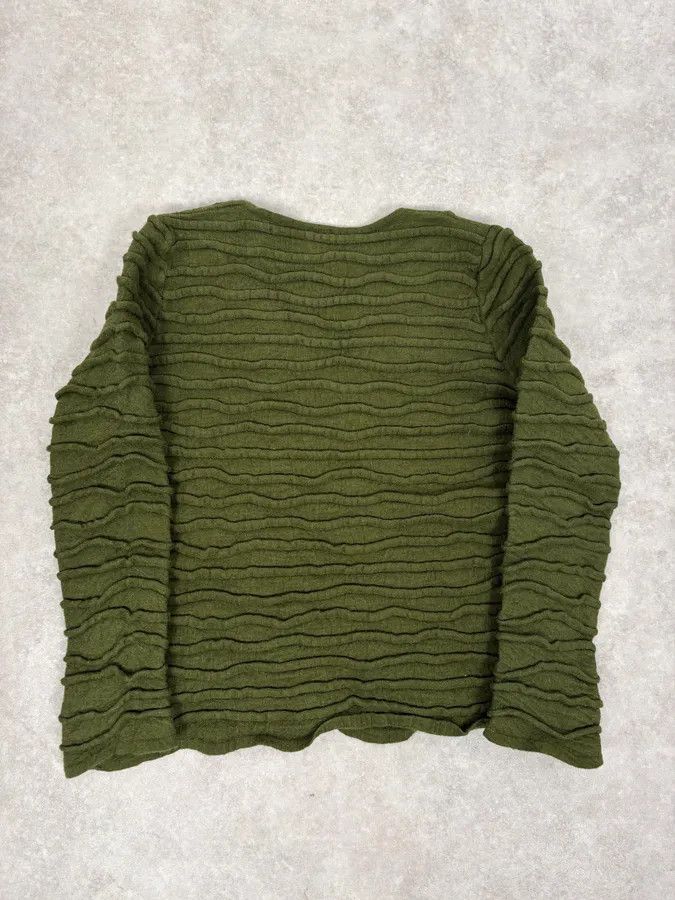 Just Cavalli 2000s Cavalli Olive Textured Wave Wool Sweater Size XS / US 0-2 / IT 36-38 - 6 Thumbnail