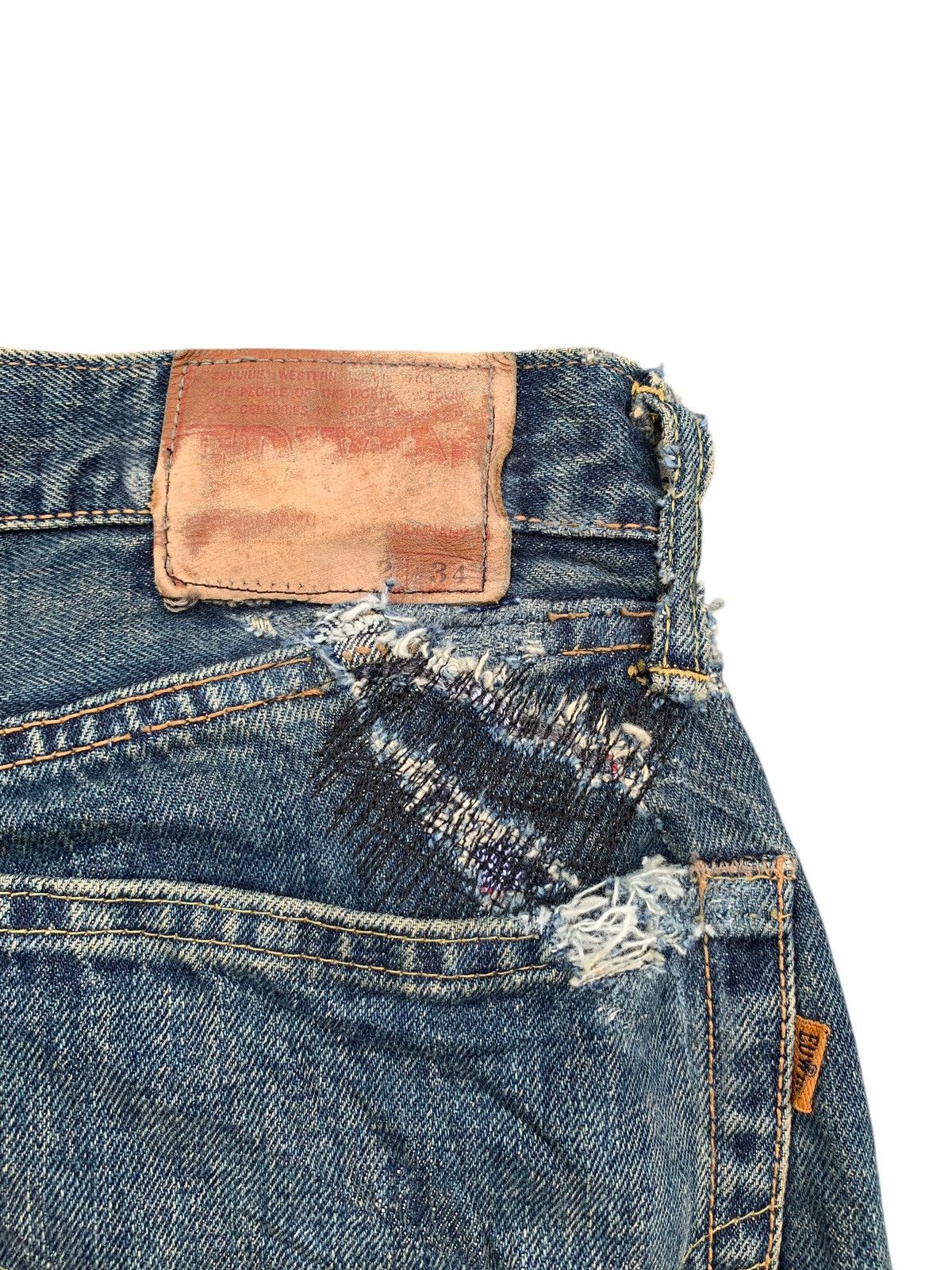 Kapital VINTAGE EDWIN 505 SELVEDGE BAGGY RUSTY DISTRESSED DENIM Size US 32 / EU 48 - 16 Thumbnail