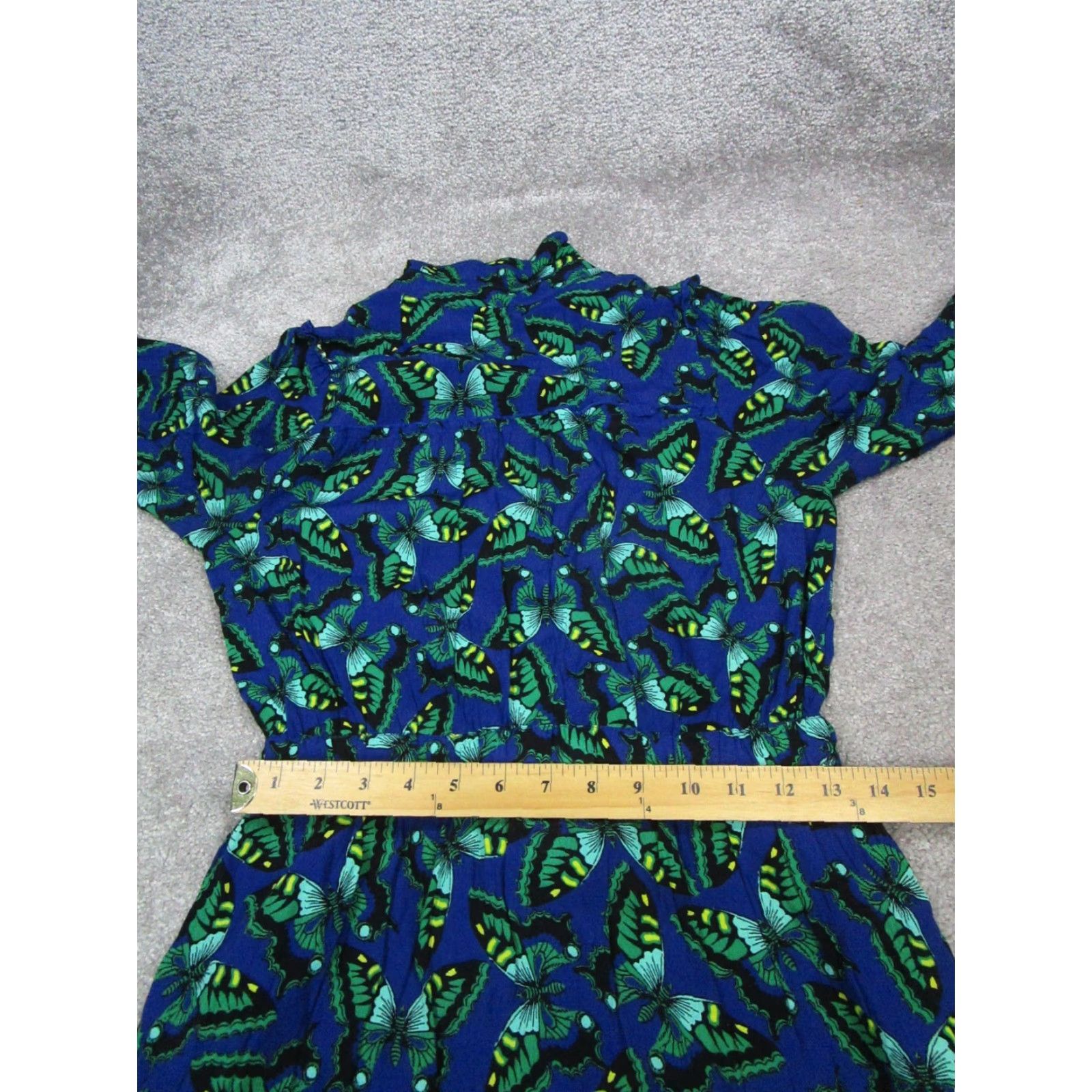 Vintage Maeve Dress Womens Small Blue Green Butterfly Wrap Blouson Size S / US 4 / IT 40 - 7 Thumbnail