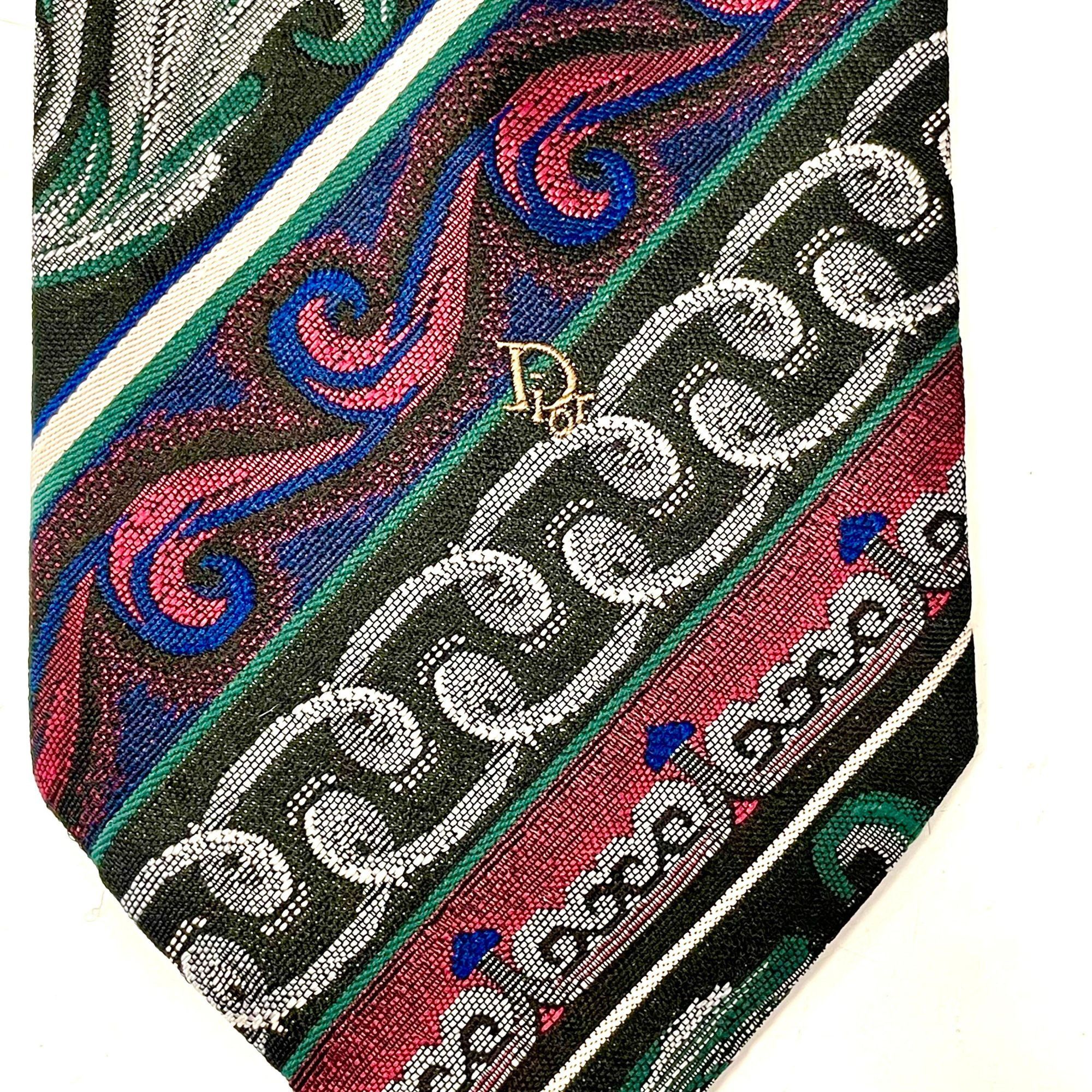 Christian Dior Monsieur Vtg Christian Dior LOGO Woven Silk BAROQUE Necktie Size ONE SIZE - 5 Thumbnail