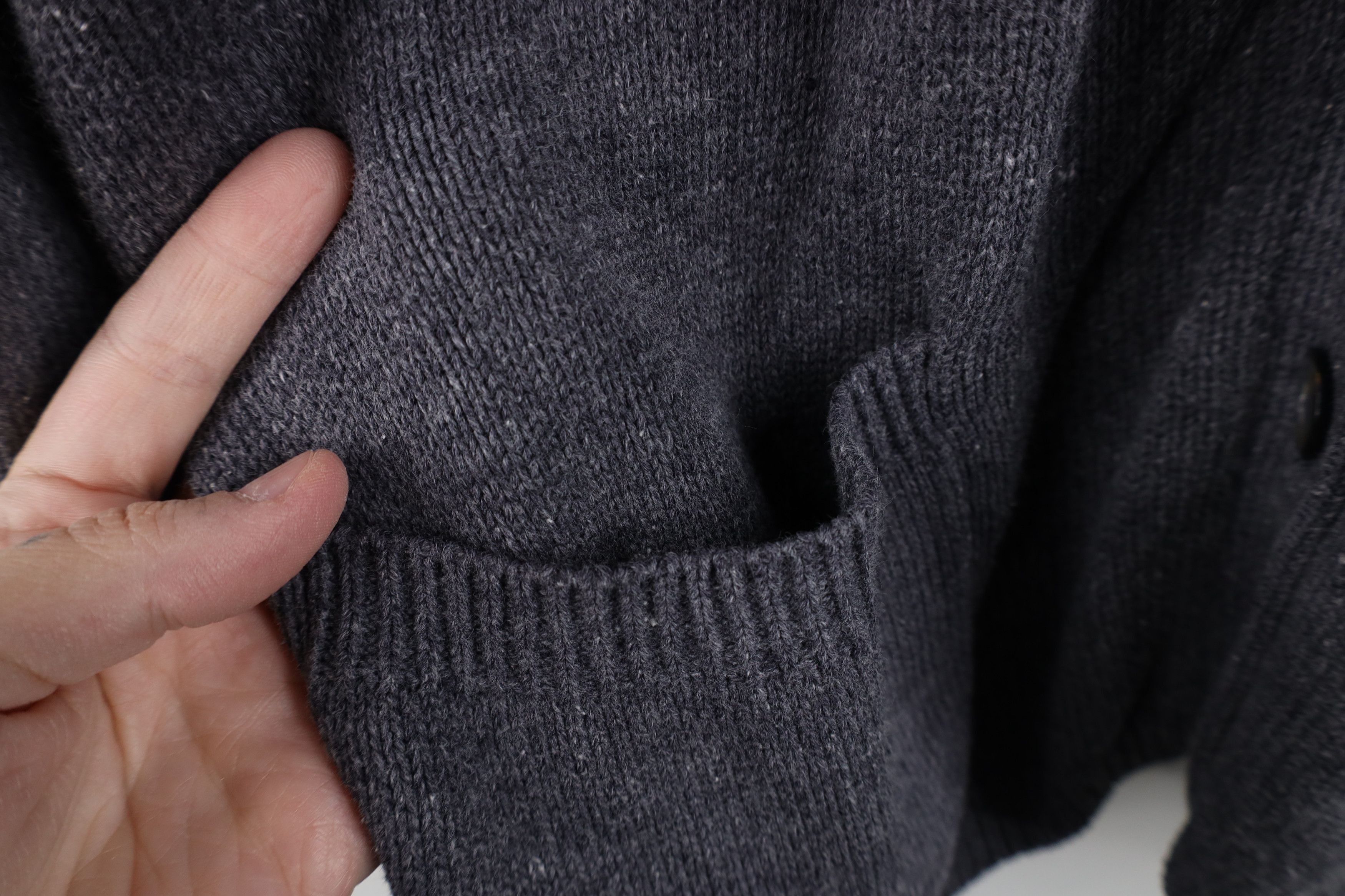 Vintage Vintage 90s Streetwear Blank Knit Cardigan Sweater Gray Size L / US 10 / IT 46 - 5 Thumbnail