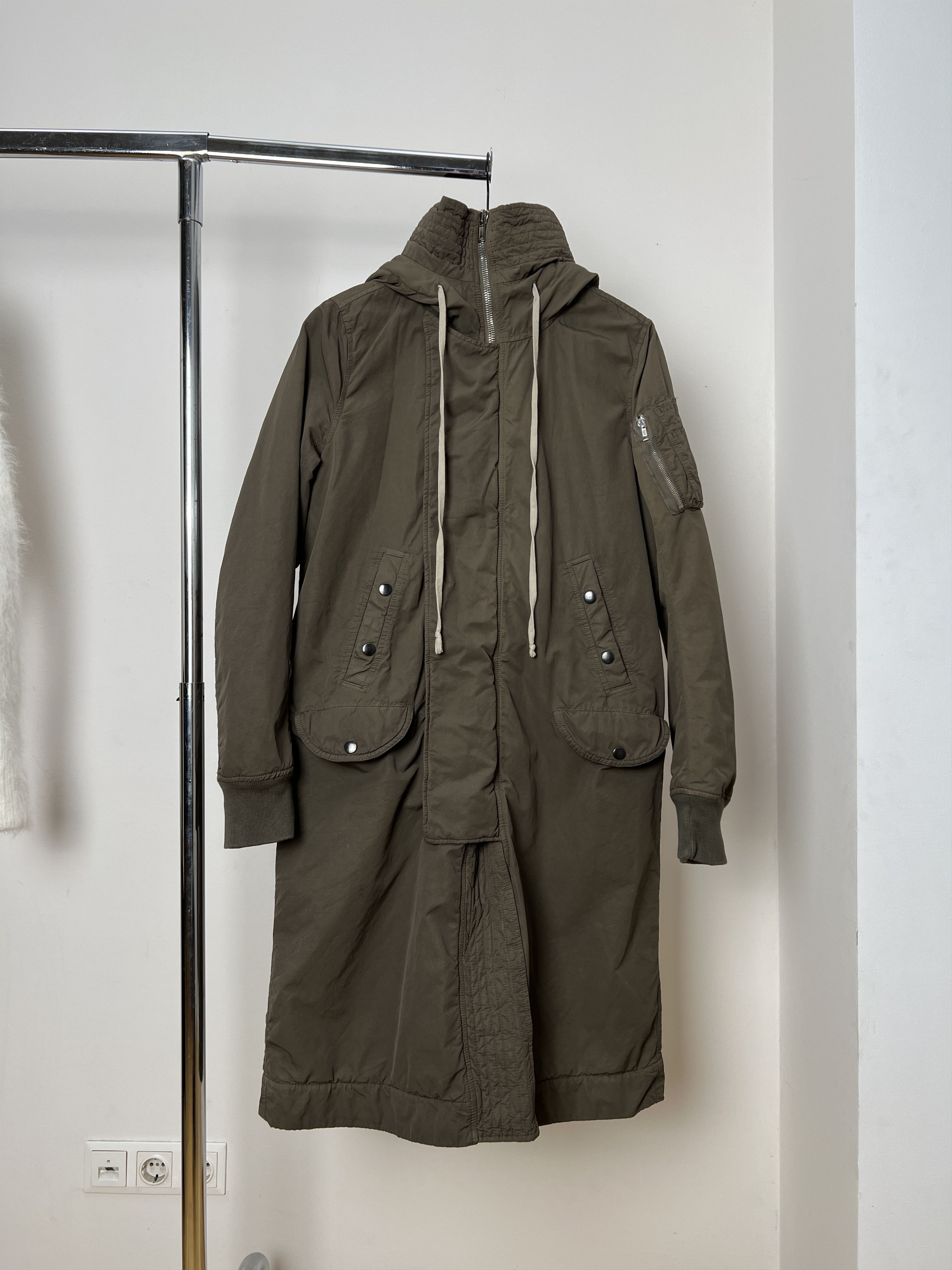 Rick Owens Silk Oversized Parka Jacket - Gray