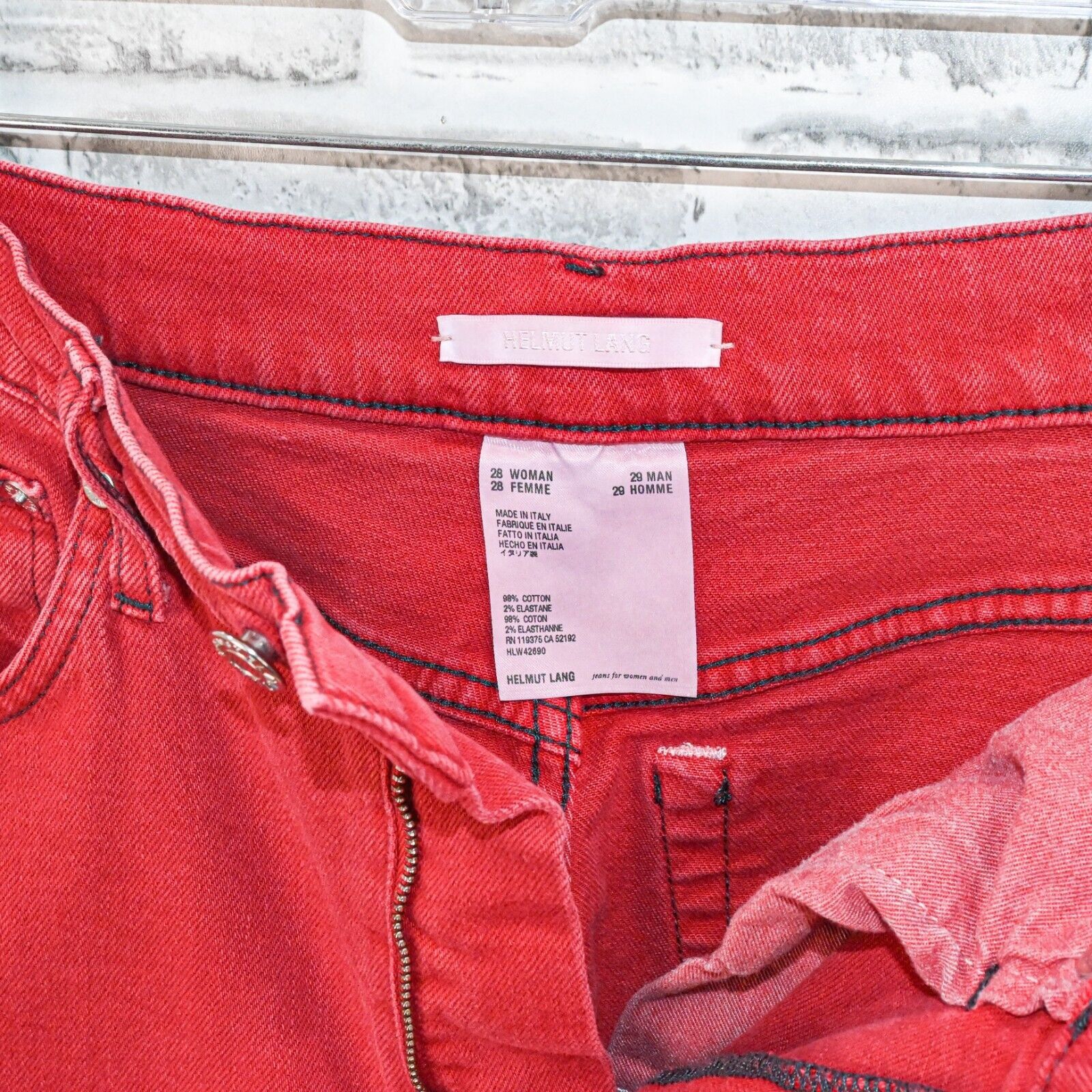 Helmut Lang Helmut Lang High Waist Spikes Jeans in Red Oxidize stone Size 28" / US 6 / IT 42 - 3 Thumbnail