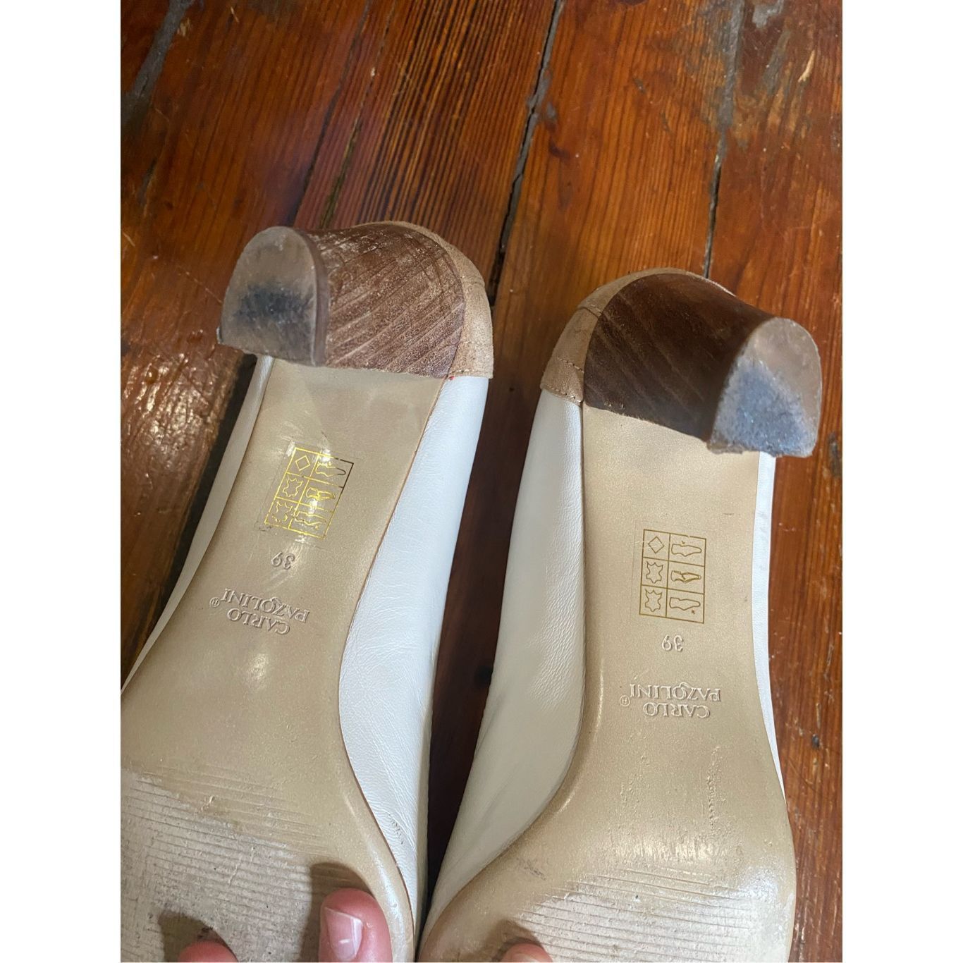 Carlo Pazolini Cream Leather Loafer Fringe Pumps, Size EU 39