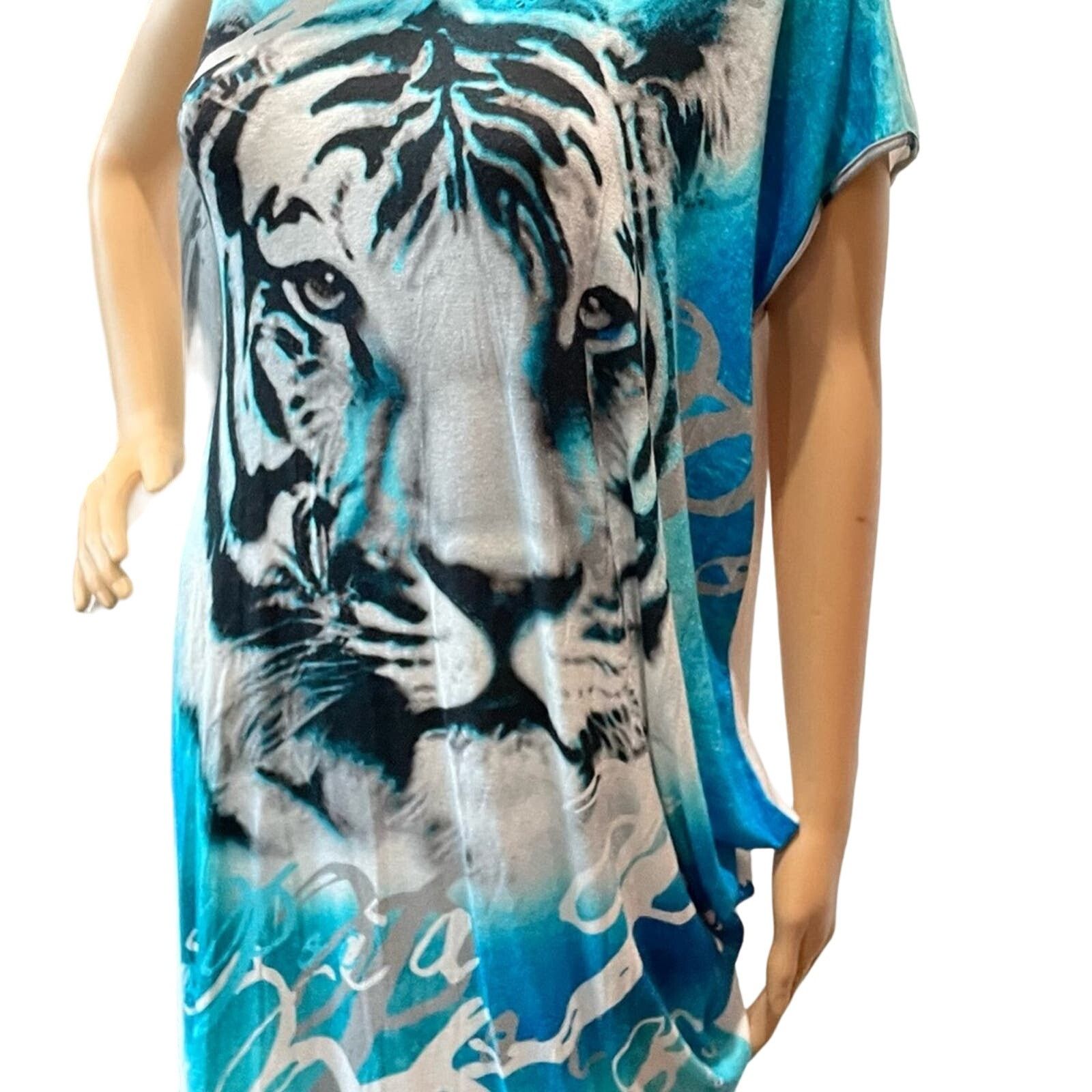 Krizia Uomo KRIZIA tiger print short asymmetrical sleeve women’s dress Size S / US 4 / IT 40 - 7 Thumbnail