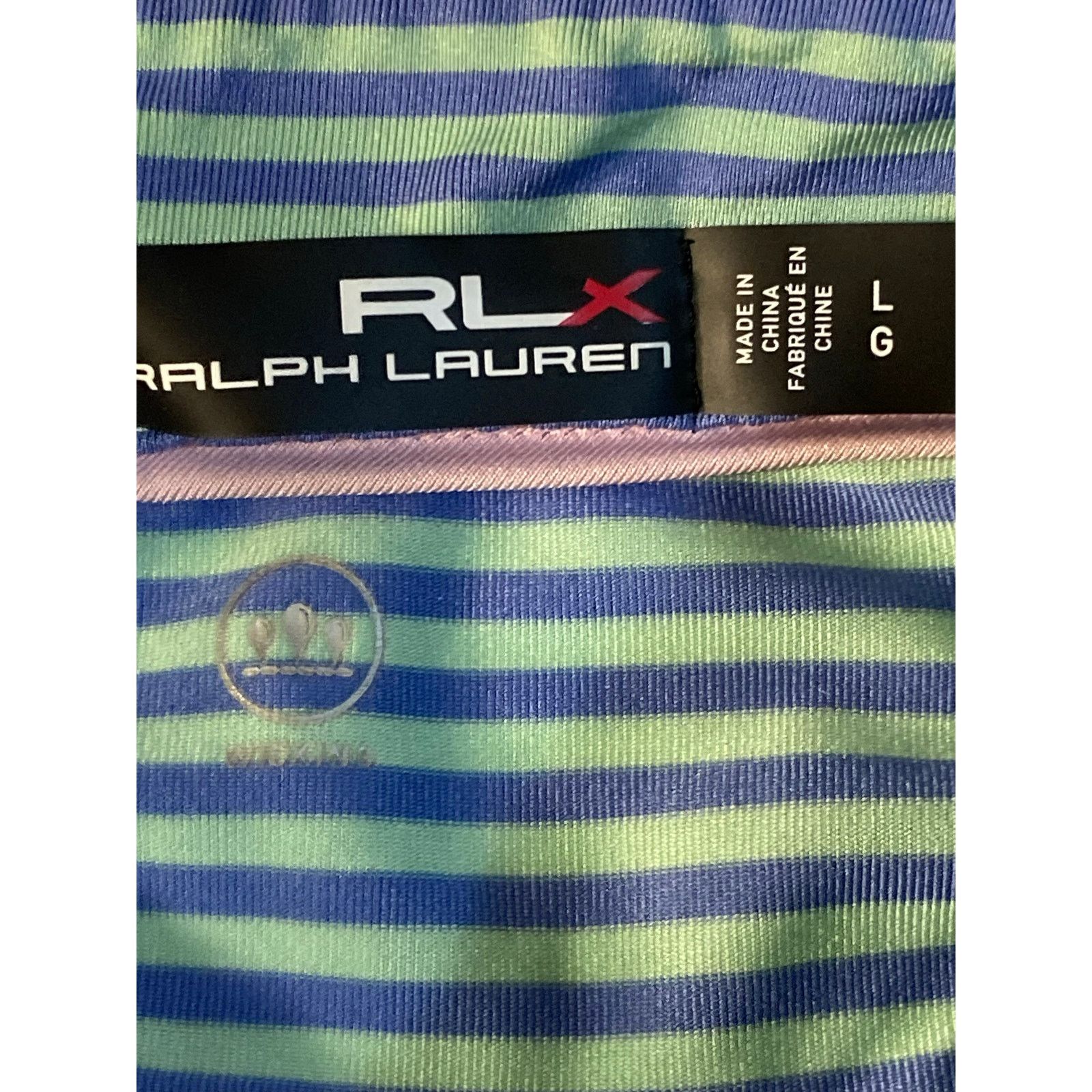 RLX Ralph Lauren RLX Ralph Lauren Men's L Striped Golf Polo Shirt Blue Green Size US L / EU 52-54 / 3 - 3 Thumbnail