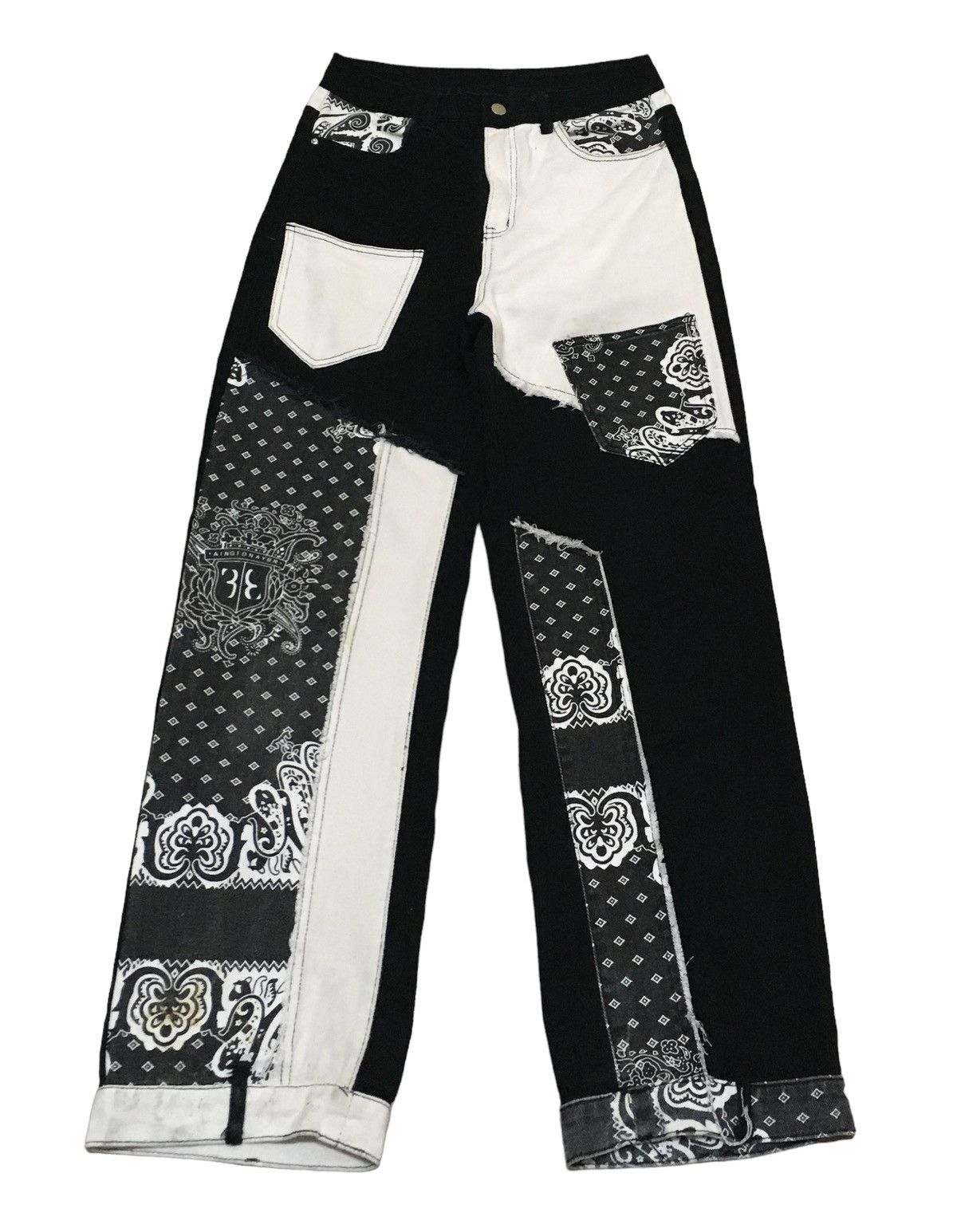 If Six Was Nine × Le Grande Bleu (L.G.B.) × Shein Rare Design Japanese Brand Shein Patchwork Pants 2000s Size US 29 - 1 Thumbnail
