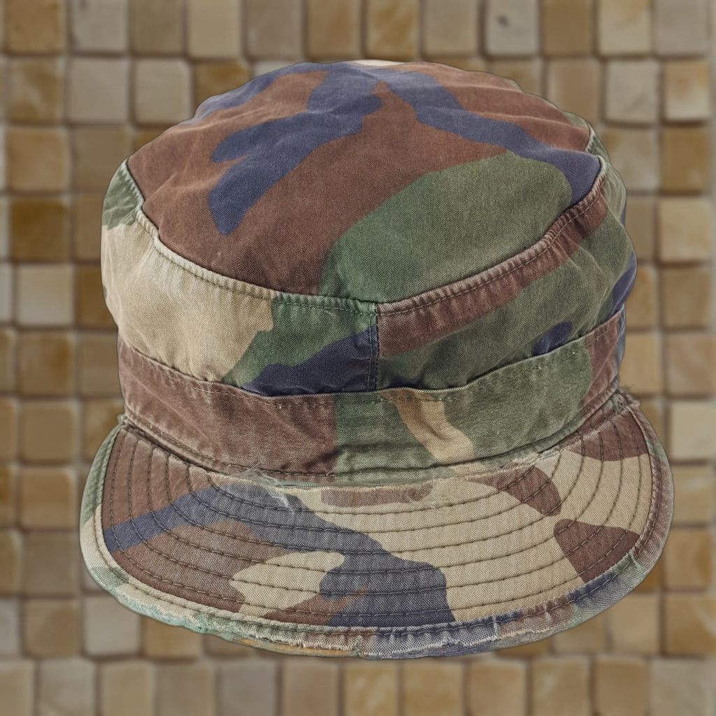 Vintage VINTAGE US Army Woodland Camo Army Cap Size 7 1/4 Military Hat BDU Distressed Green Retro Y2K Mens Size ONE SIZE - 1 Thumbnail