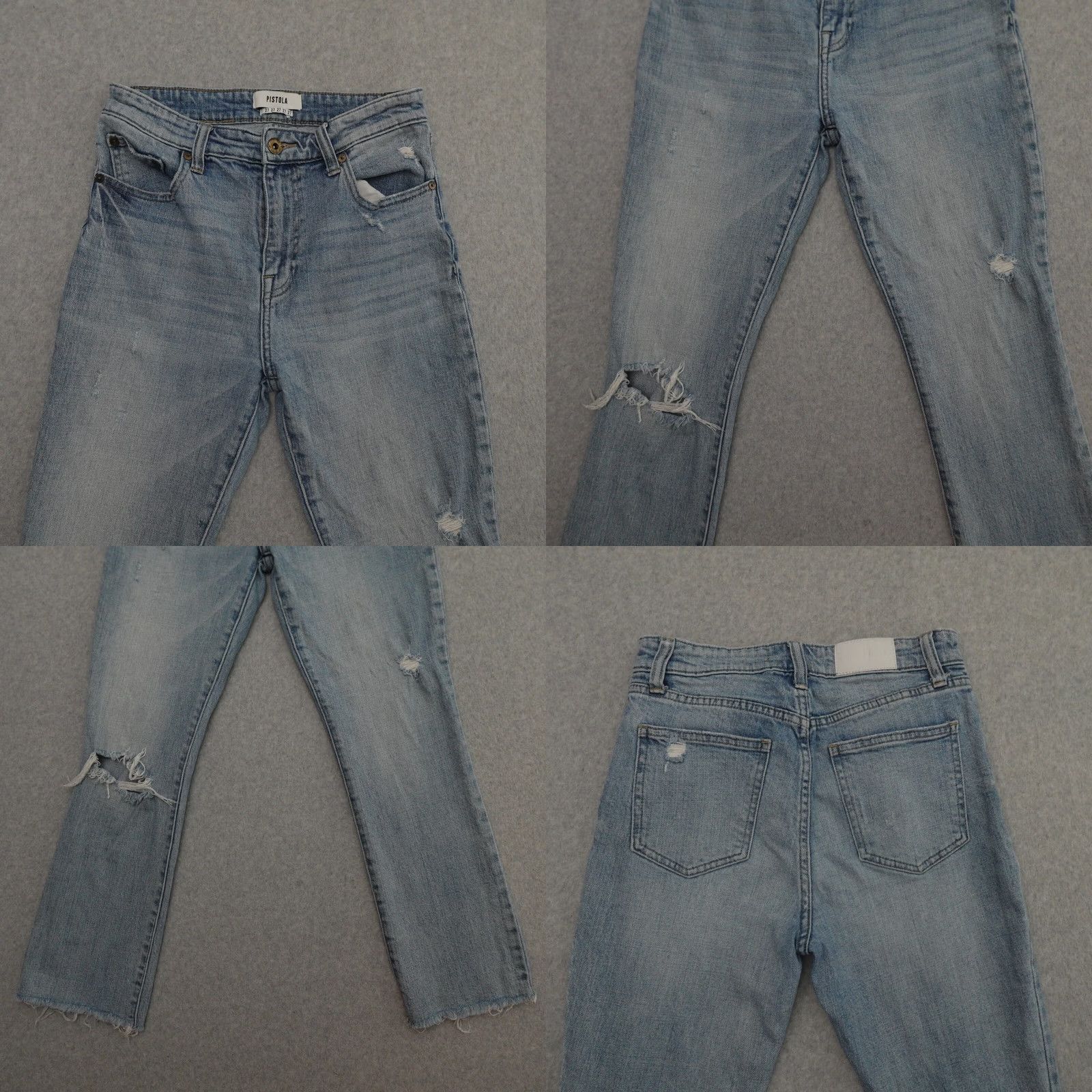 Pistola PISTOLA Jeans Womens 27 High Rise Light Wash Distressed Button Fly Straight Jeans Size 27" / US 4 / IT 40 - 9 Thumbnail