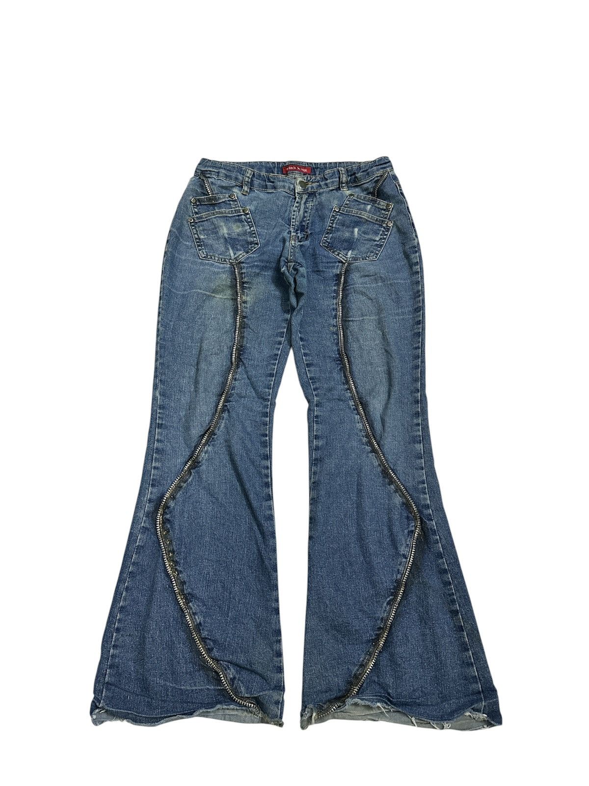 Rick Owens Distressed Wink Wink Flare Y2K Jeans Goa Lgb If Six Was Nine Size US 31 - 1 Thumbnail