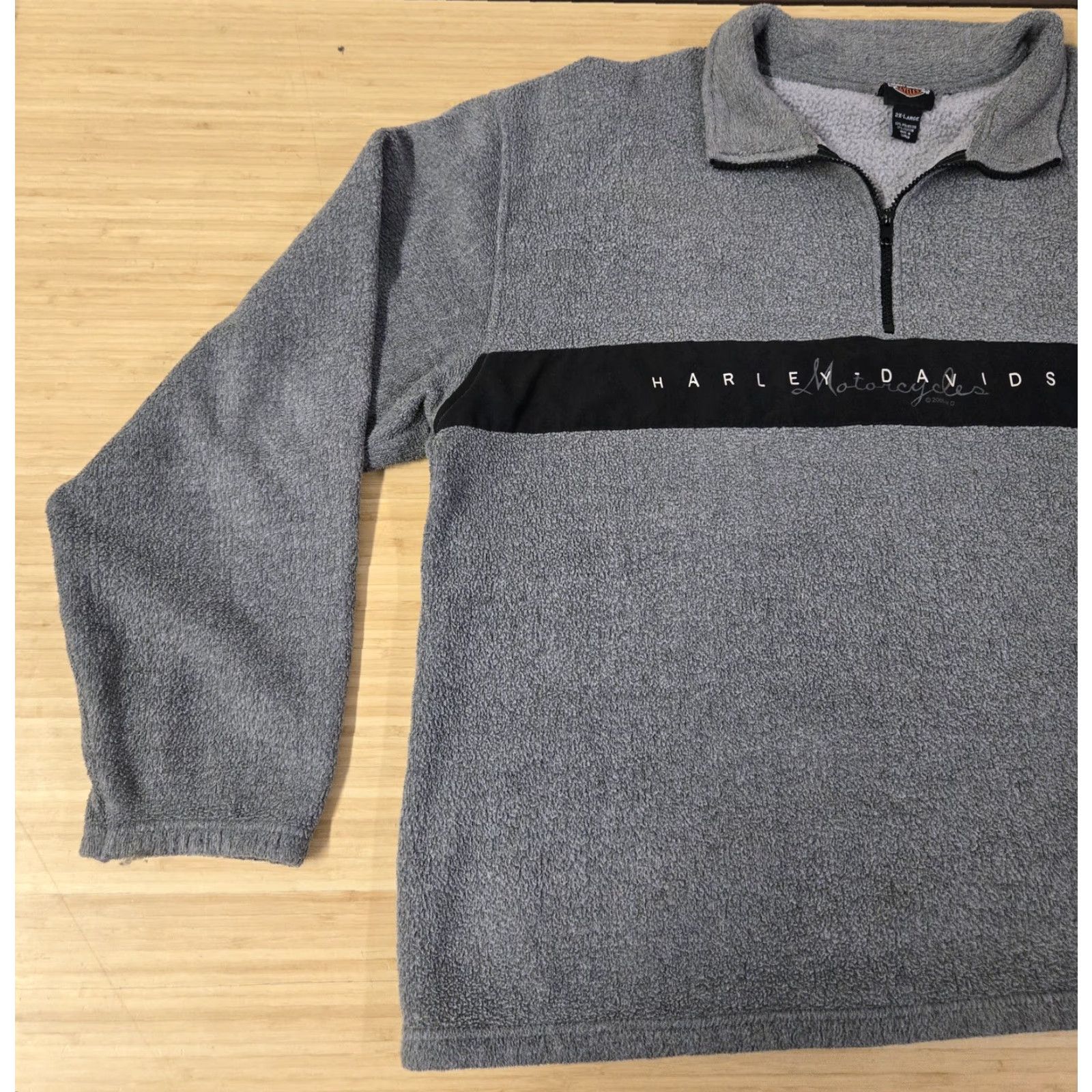 Harley Davidson VINTAGE Harley-Davidson Pullover Mens 2XL Gray Black Fleece Quarter Zip Motorcycle 2004 Size US XXL / EU 58 / 5 - 3 Thumbnail