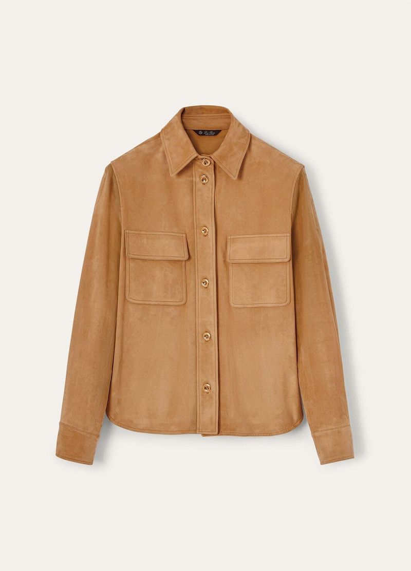 Loro Piana o1srvl11e0526 FAP2830 Lowered Suede Yannis Shirt in Brown Size L / US 10 / IT 46 - 1 Thumbnail