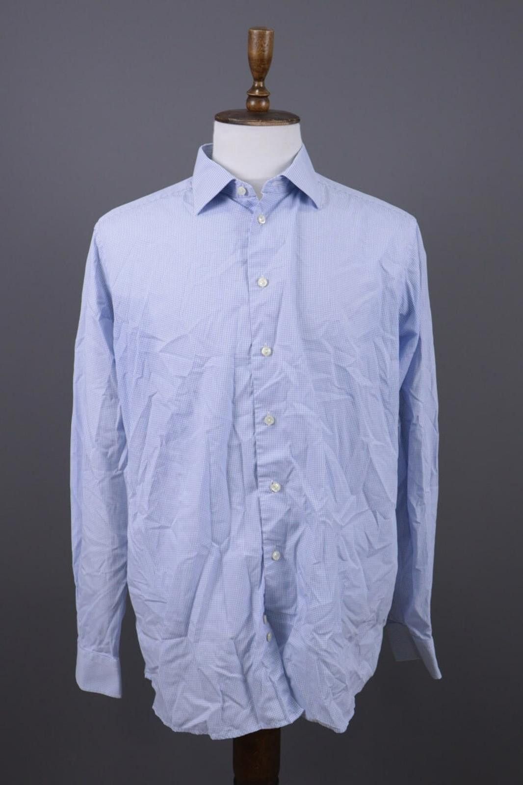 Eton Eton Contemporary Blue Check Dress Shirt Size 45 / 17 Size US M / EU 48-50 / 2 - 1 Thumbnail