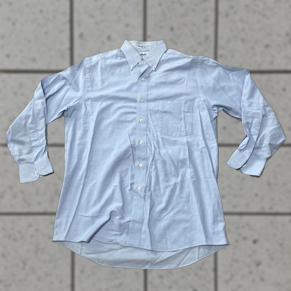 Vintage VINTAGE NAMA BEVERLY HILLS Dress Shirt VTG 90s Men L Blue Oxford 44" Button-Up Size 40R - 1 Thumbnail