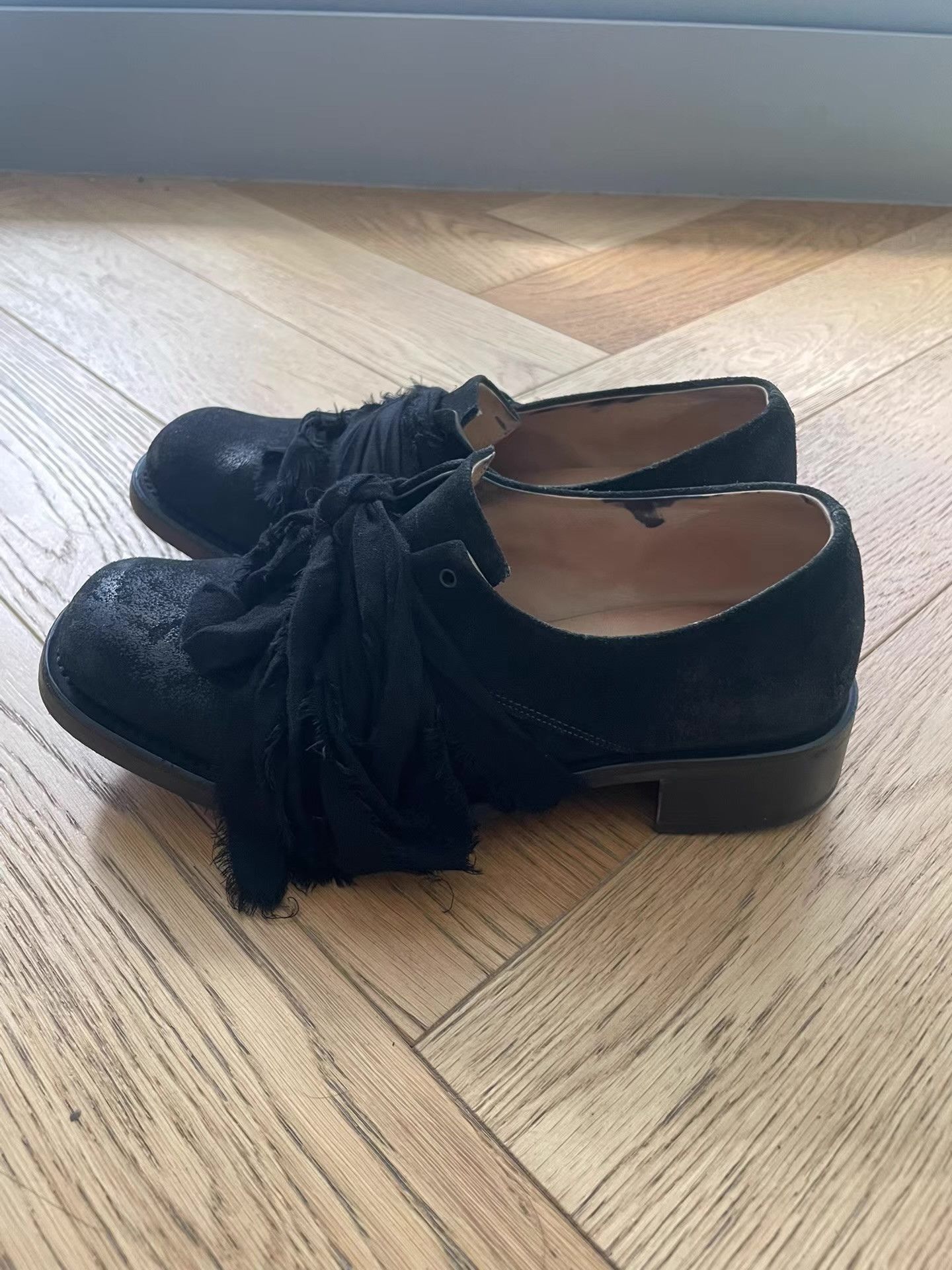 Cherevichkiotvichki Cherevichkiotvichki Black Ribbon Suede Derby Shoes Ｑ25 Size US 5 / IT 35 - 3 Thumbnail