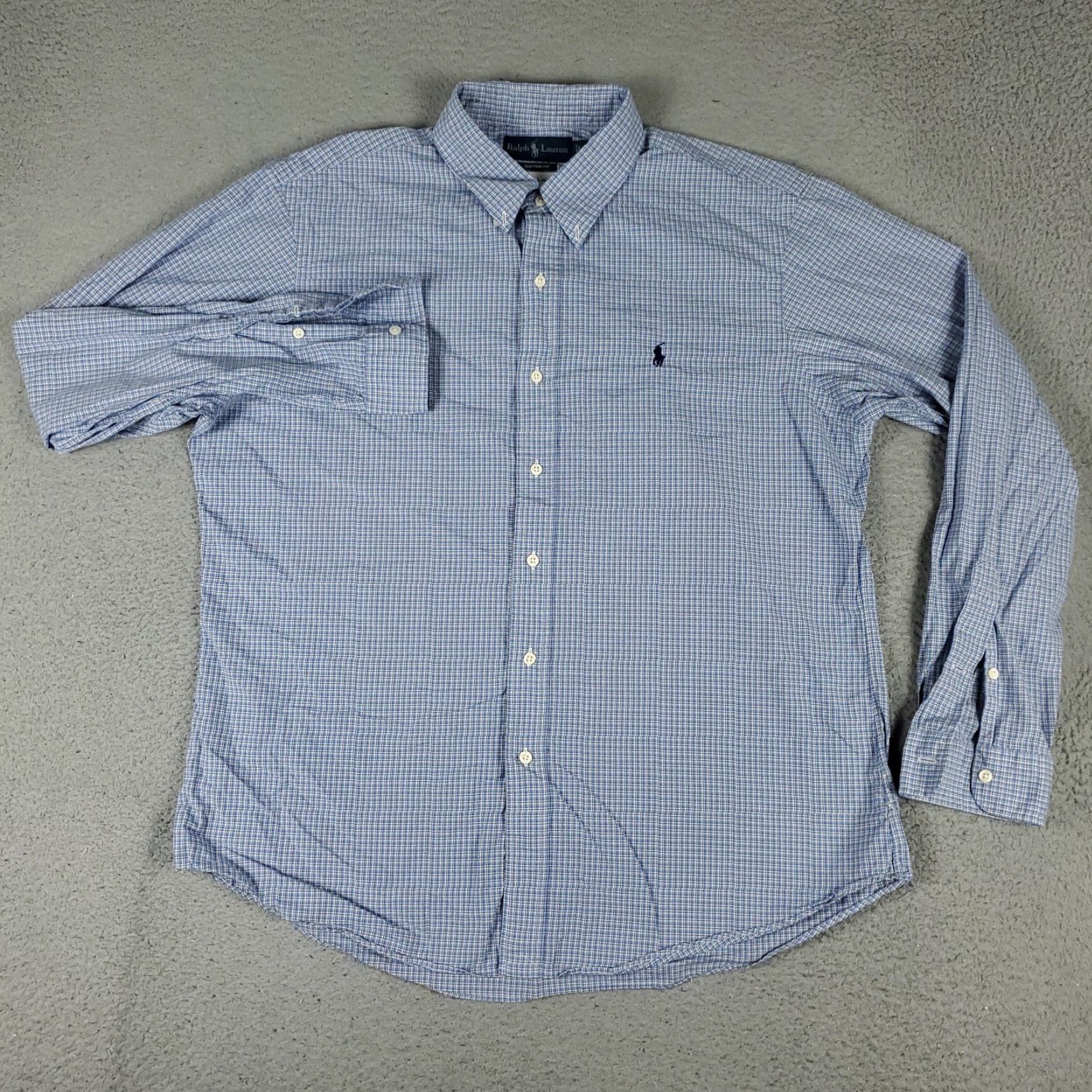 Ralph Lauren VINTAGE Ralph Lauren Shirt Men XL Blue White Plaid Long Sleeve Button-Down Classic Preppy Size US XL / EU 56 / 4 - 3 Thumbnail