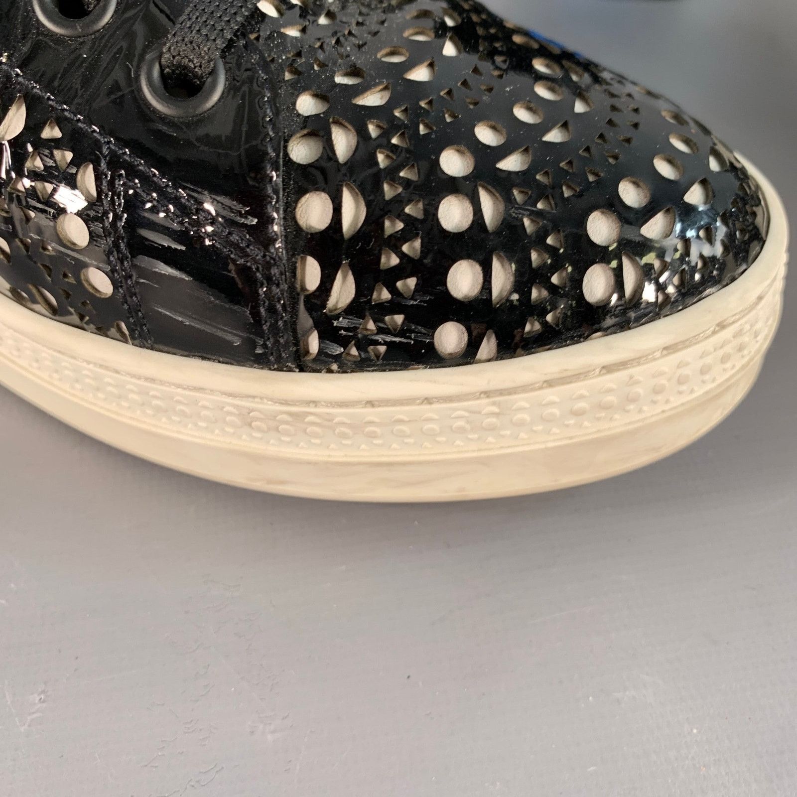 Alaia ALAIA Size 9 Black White Perforated Patent Leather Sneakers Size US 9 / IT 39 - 9 Thumbnail