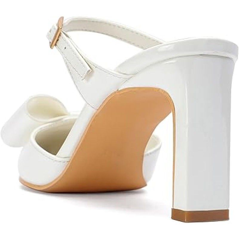 Other Geluboao Women's 7.5 White Faux Leather Bow Pump Heels Size US 7.5 / IT 37.5 - 3 Thumbnail